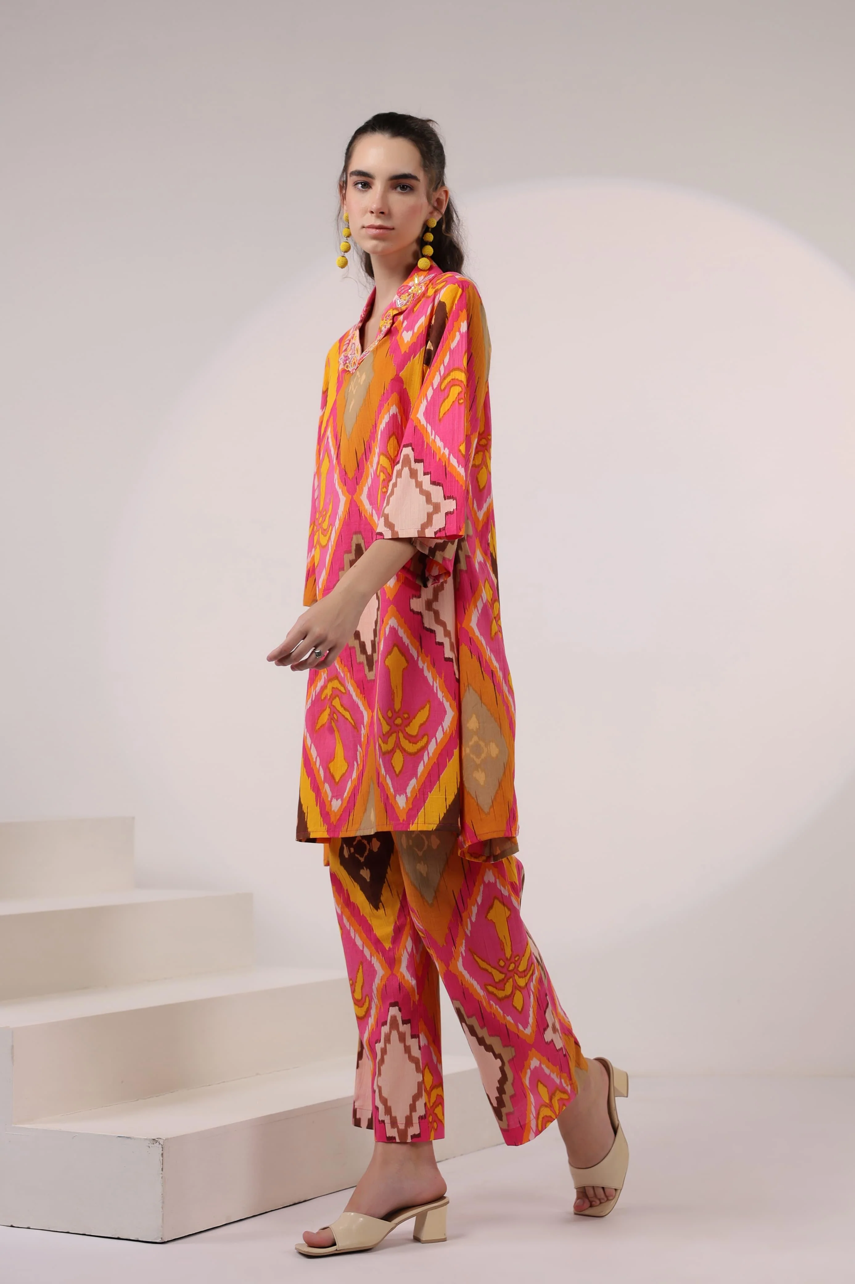 Kara Apricot ikat print Co-ord Set - Image 8