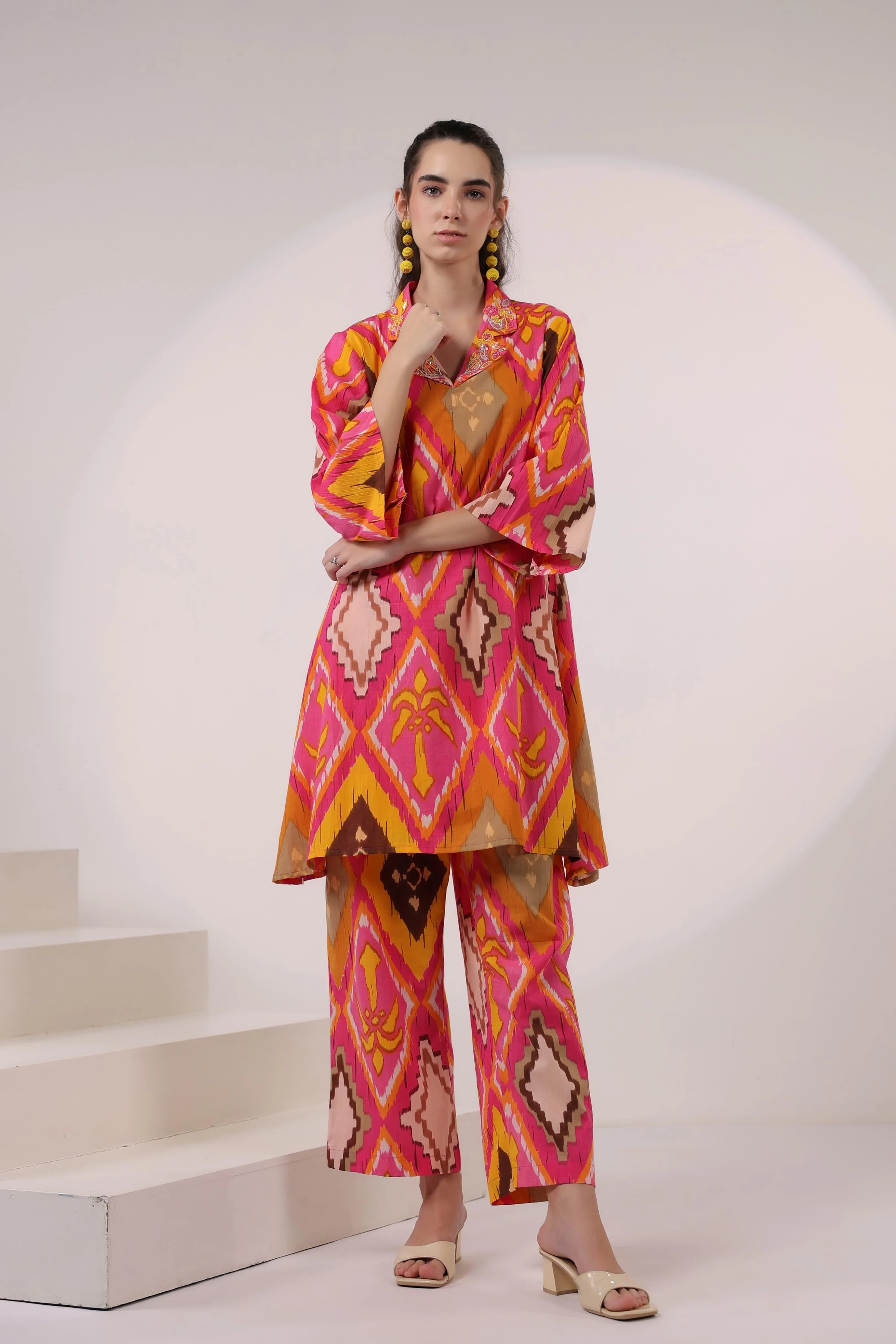 Kara Apricot ikat print Co-ord Set - Image 9