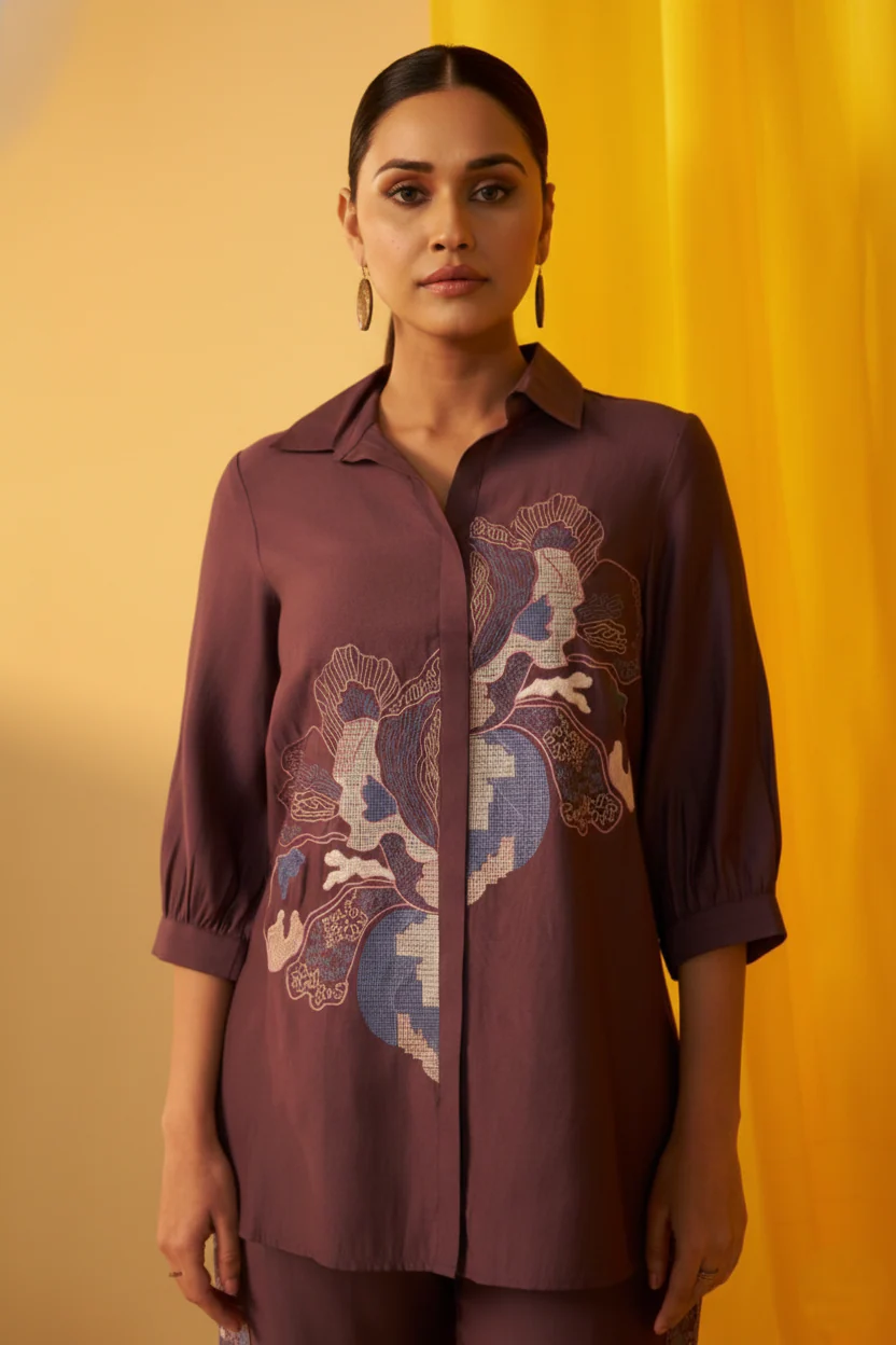 Tisca choccy embroidery co-ord set - Image 2