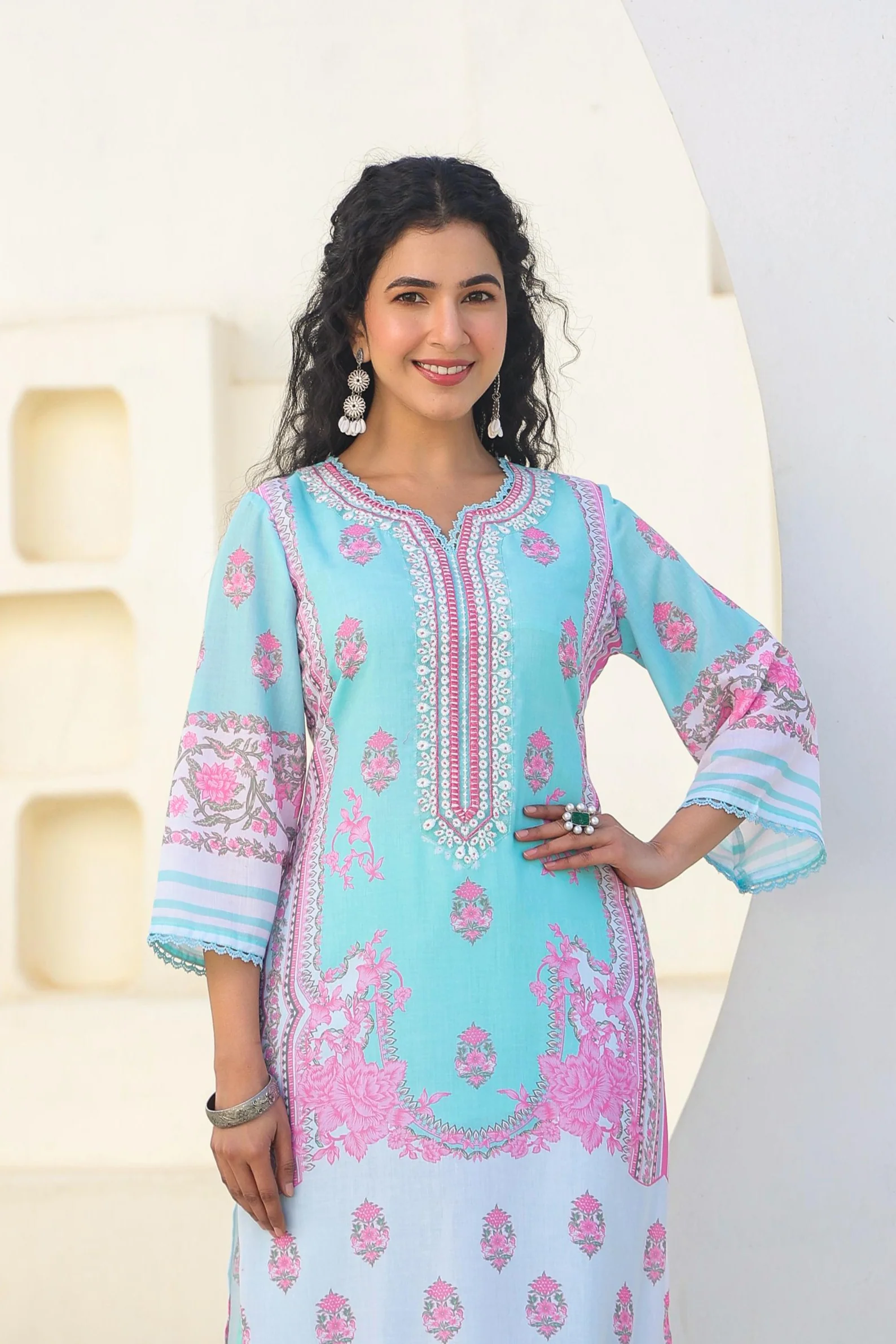 Lakshita Sky printed cotton suit set - Image 2