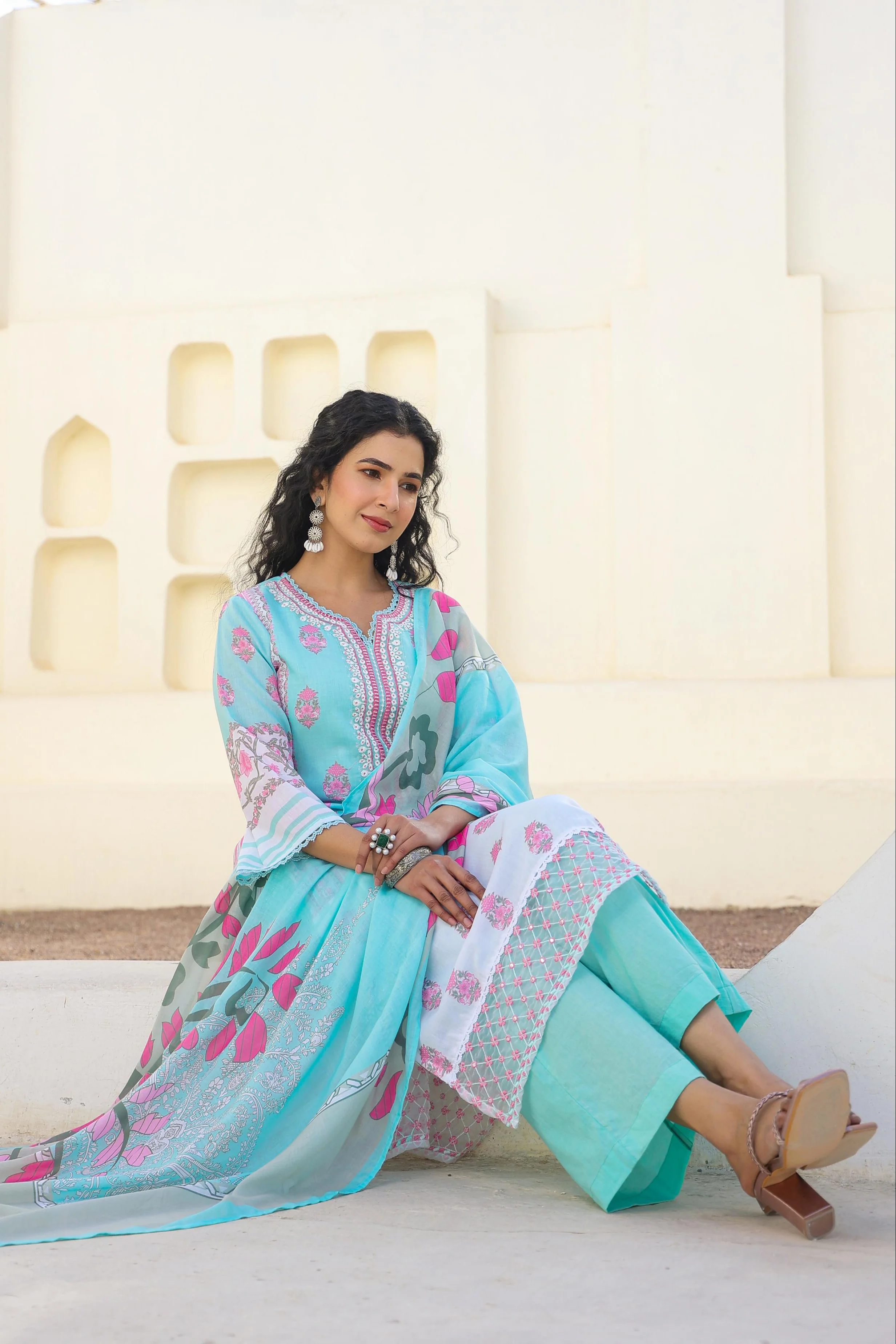 Lakshita Sky printed cotton suit set - Image 3