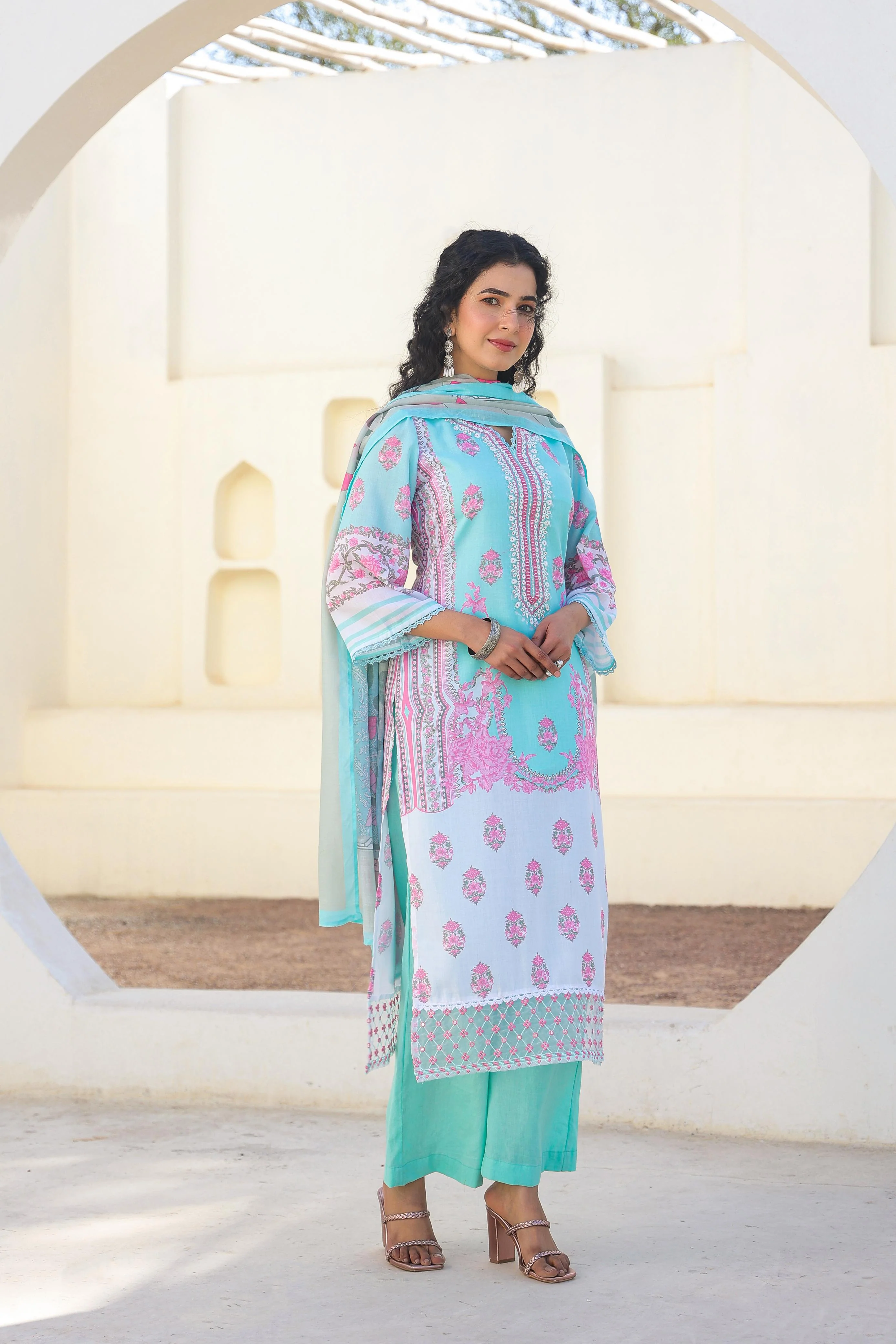 Lakshita Sky printed cotton suit set - Image 5