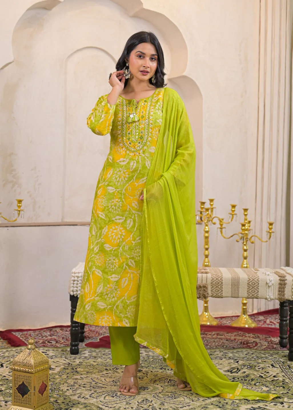 Shanti Pear Printed Cotton Work Suit Set - Image 3