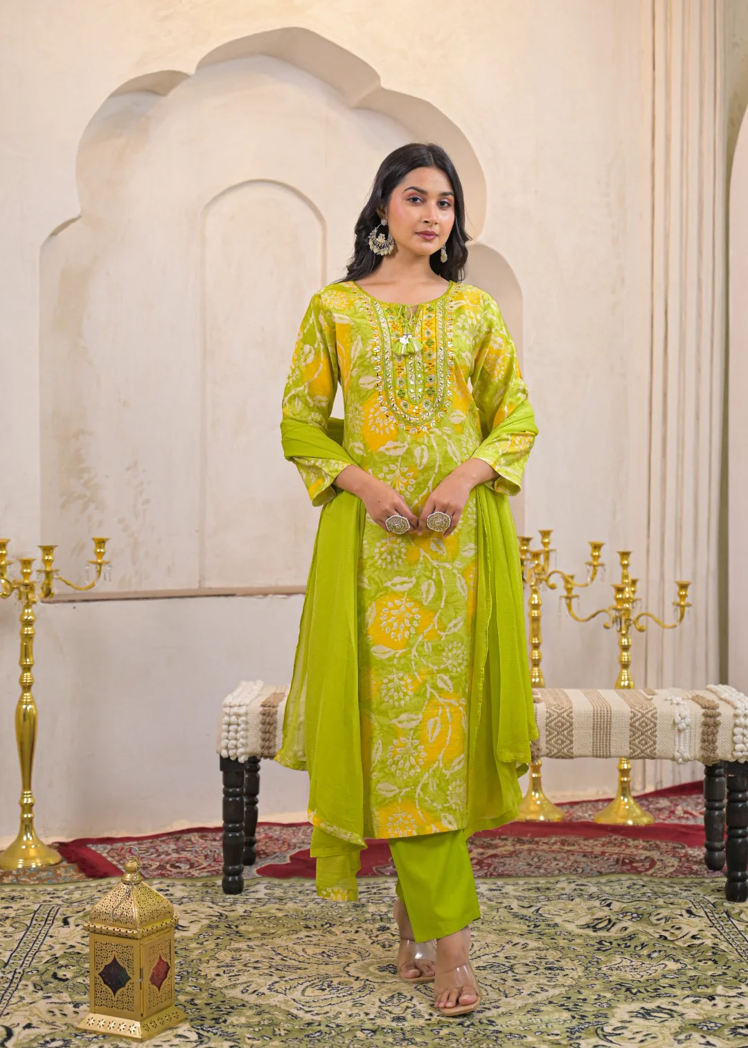 Shanti Pear Printed Cotton Work Suit Set - Image 4