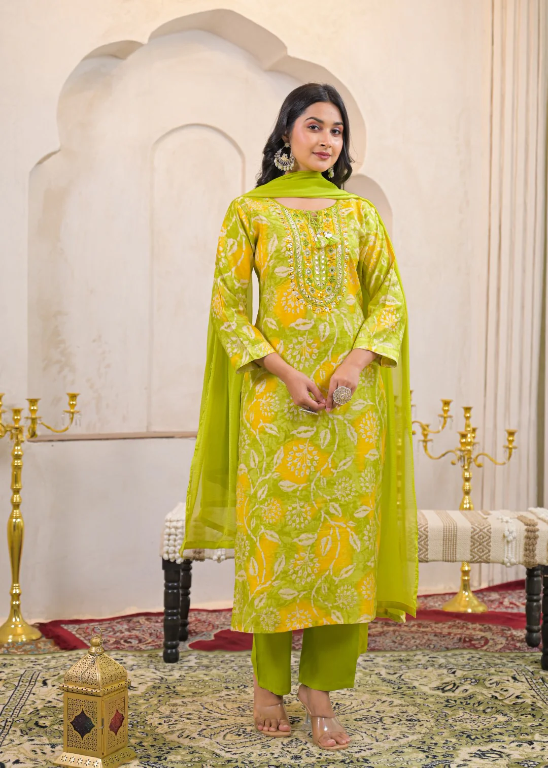 Shanti Pear Printed Cotton Work Suit Set - Image 5