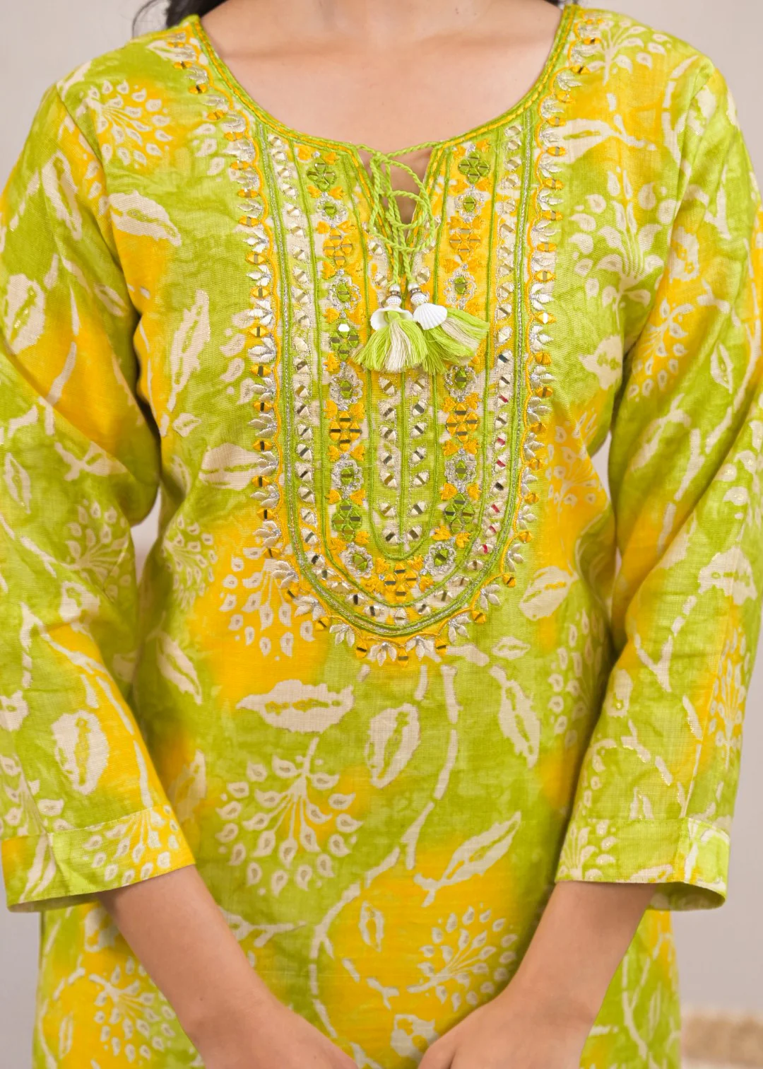 Shanti Pear Printed Cotton Work Suit Set - Image 6
