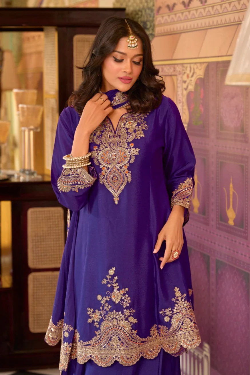 Rangrit orchid full work gharara set - Image 2