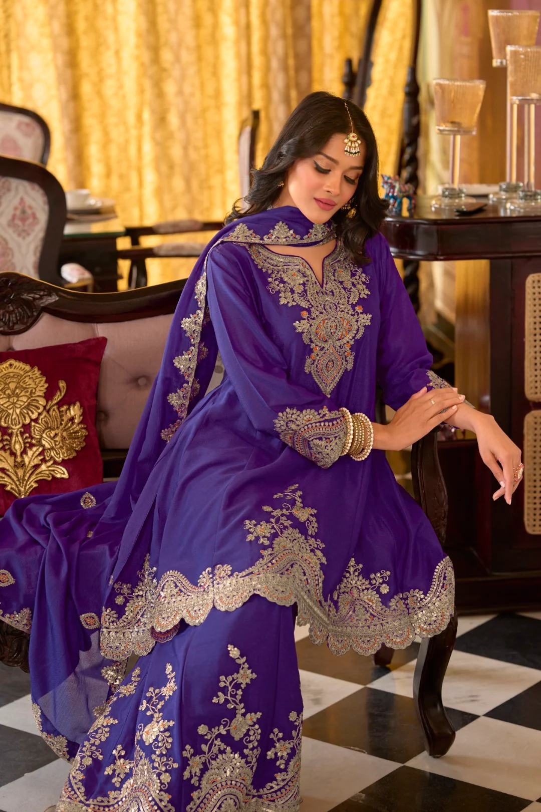 Rangrit orchid full work gharara set - Image 5