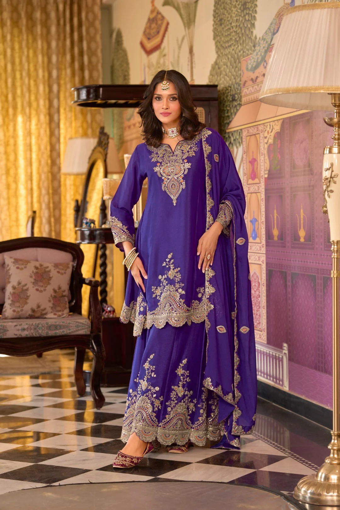 Rangrit orchid full work gharara set - Image 7