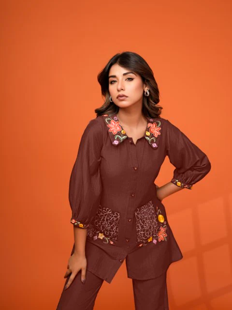 Darika Choco Embroidered Co-ord Set - Image 2