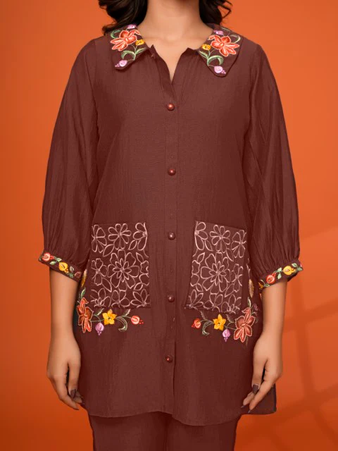 Darika Choco Embroidered Co-ord Set - Image 4