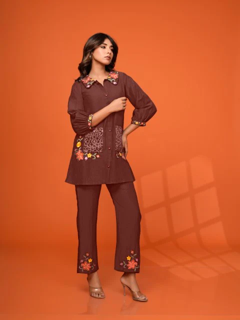 Darika Choco Embroidered Co-ord Set - Image 5