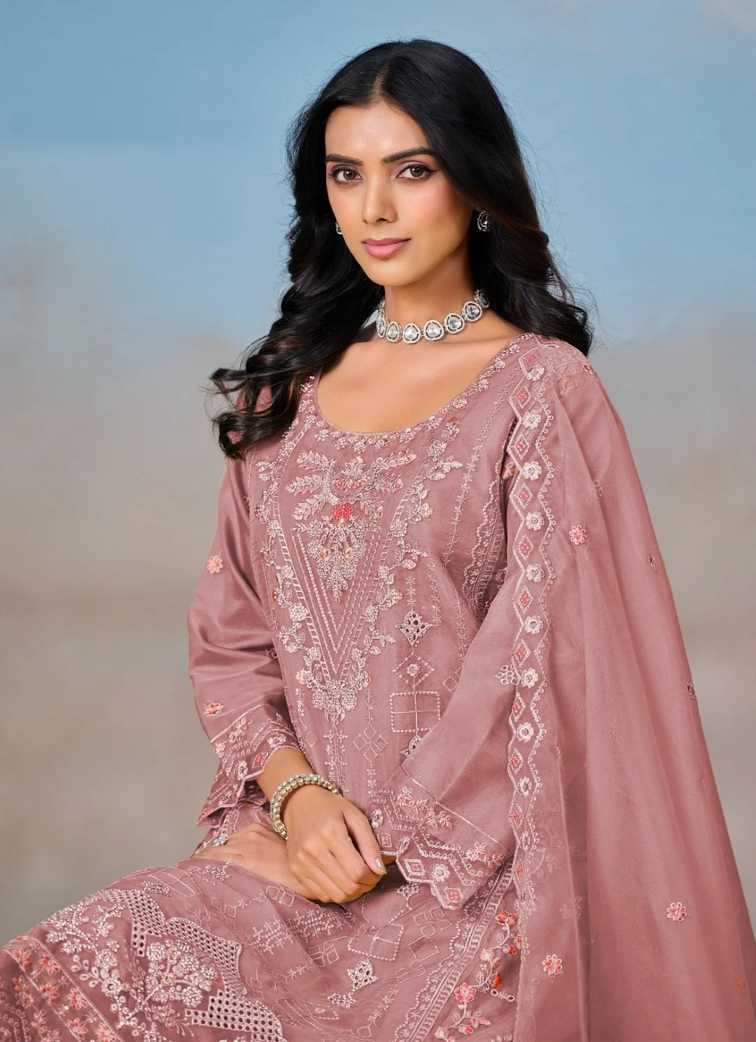 Mayuri Flamingo Full Work Suit Sets - Image 2