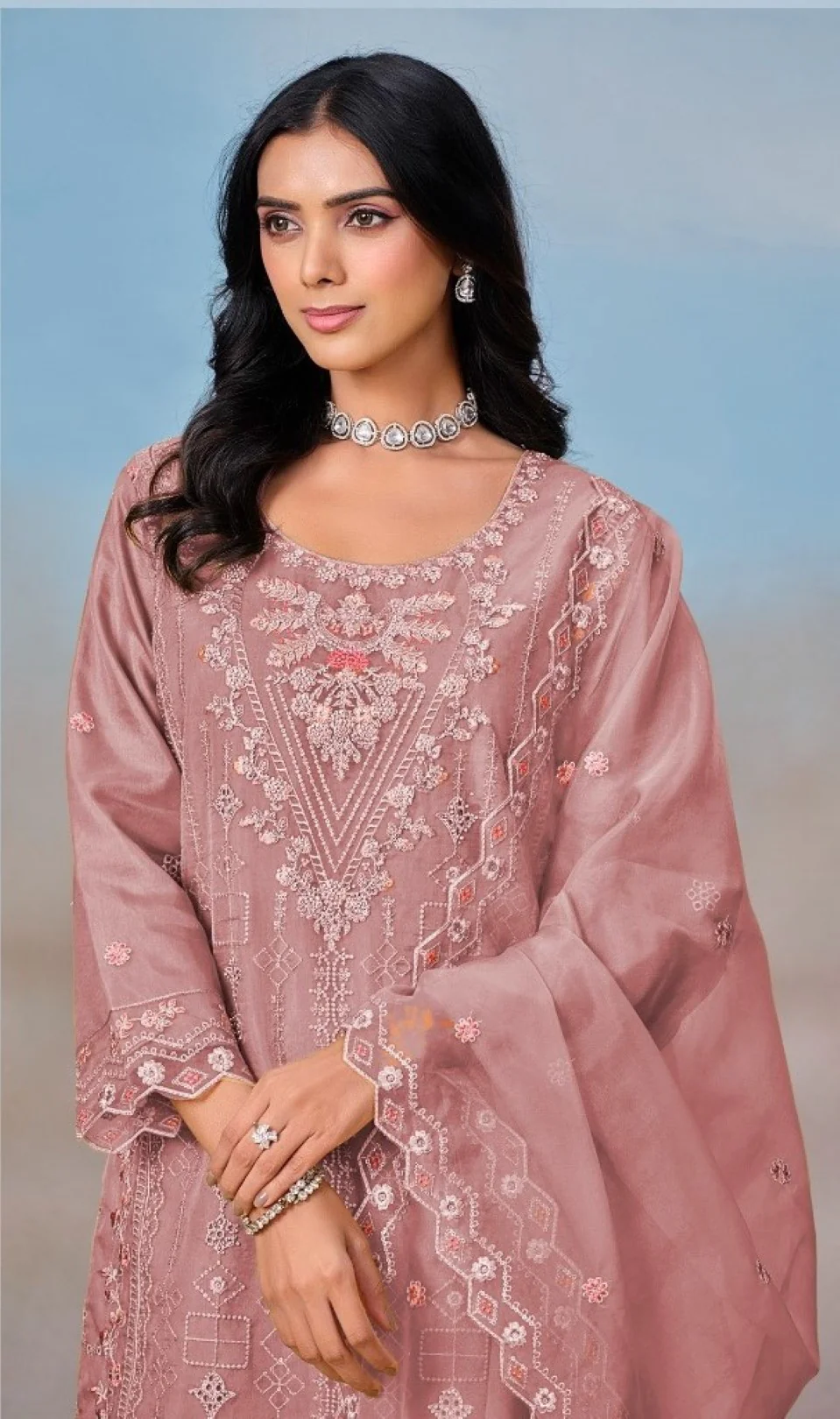 Mayuri Flamingo Full Work Suit Sets - Image 4
