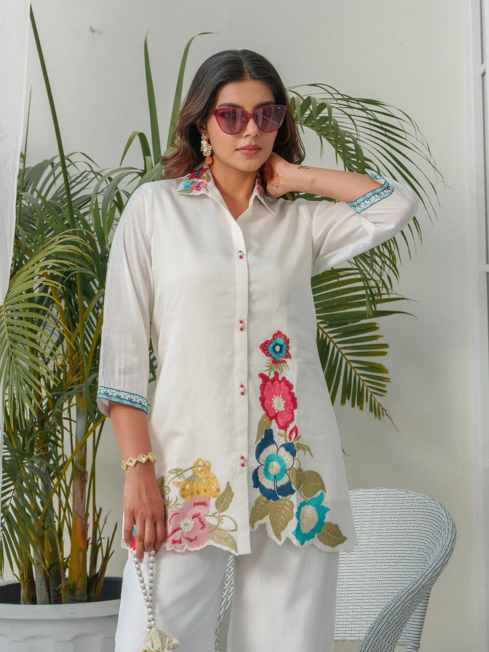 Tashvika Dove embroidery Co-oord Set - Image 2