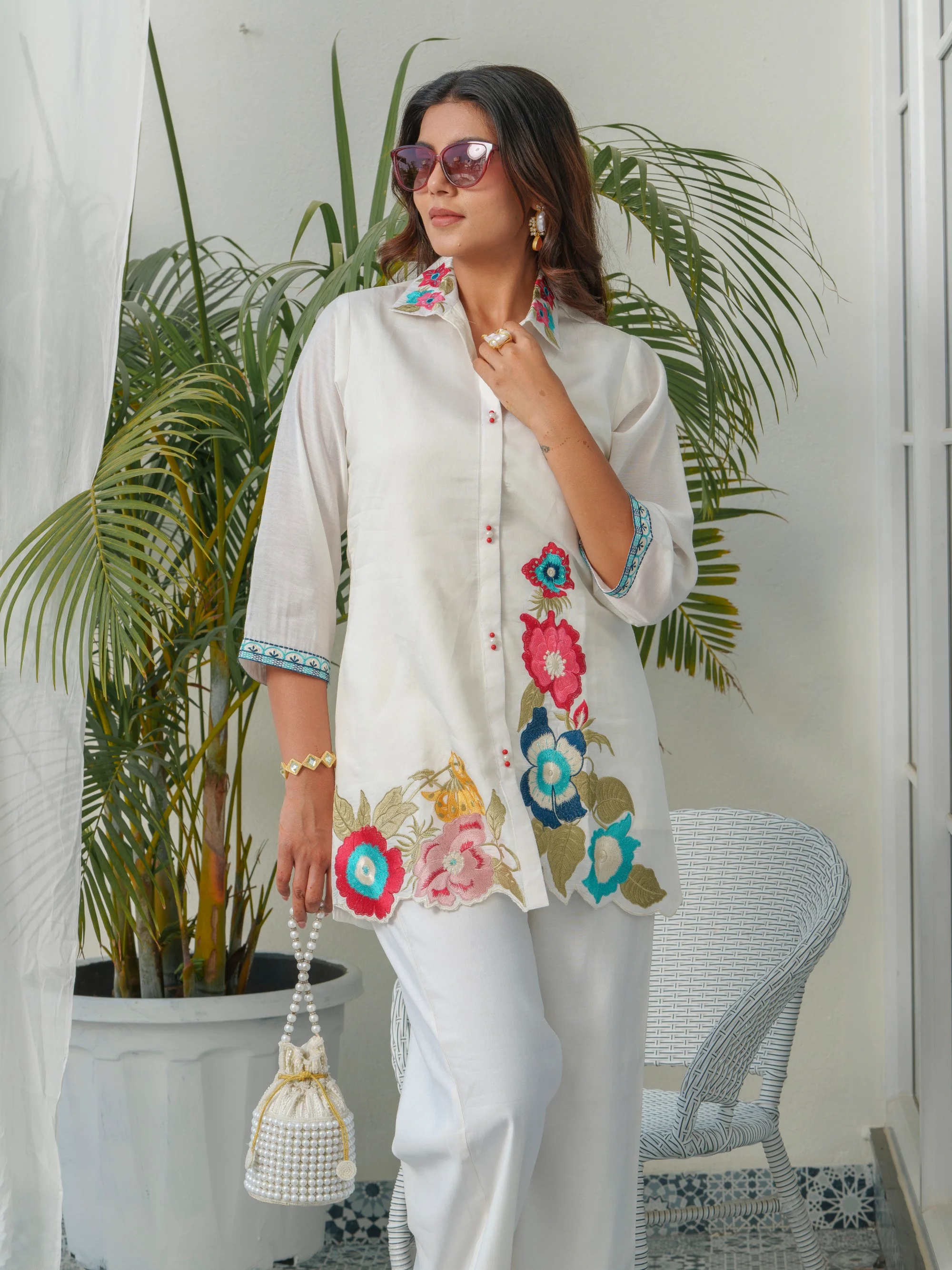Tashvika Dove embroidery Co-oord Set - Image 6