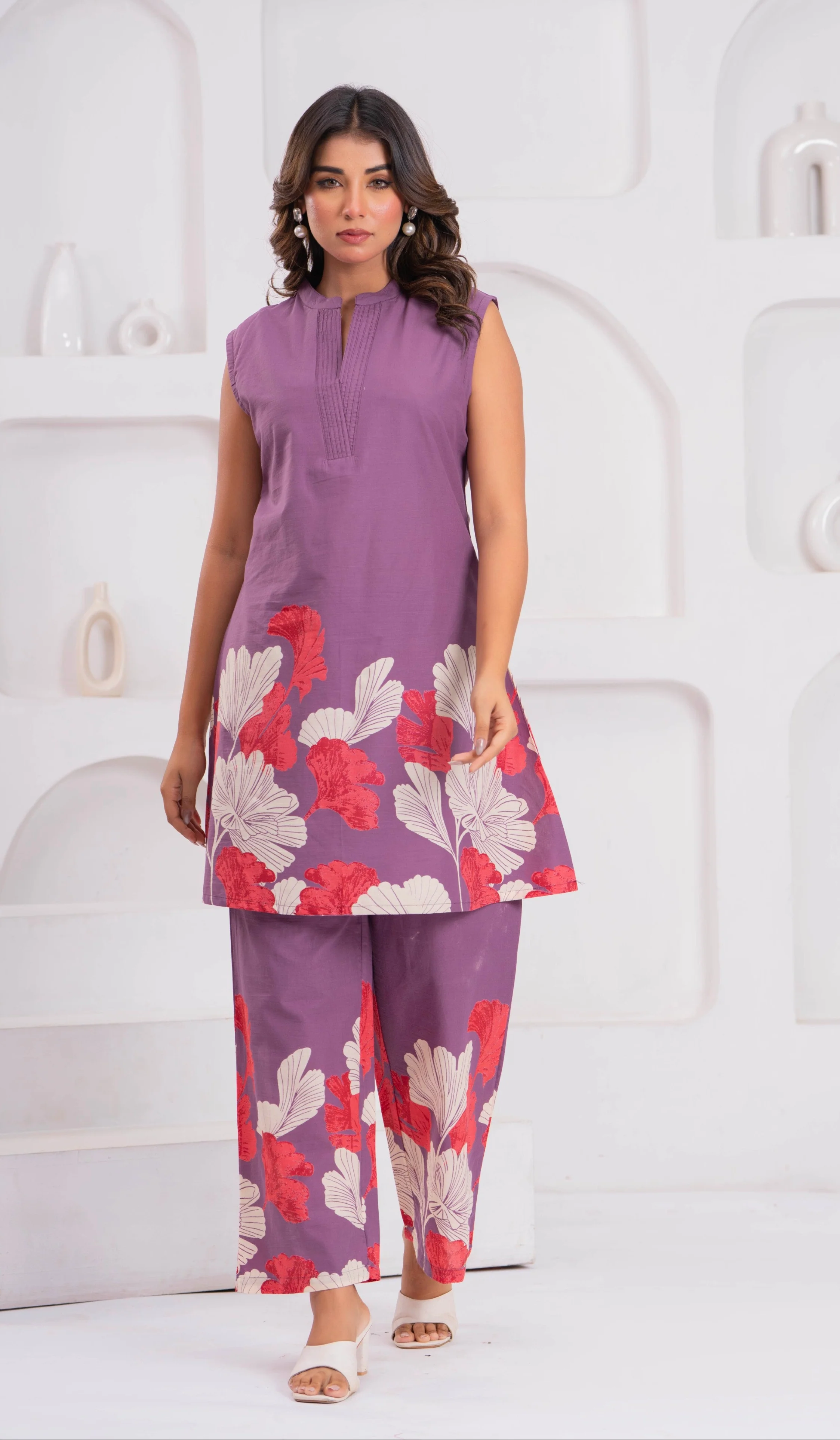 Maurya Garnet Printed Cotton Co-ord Set - Image 4