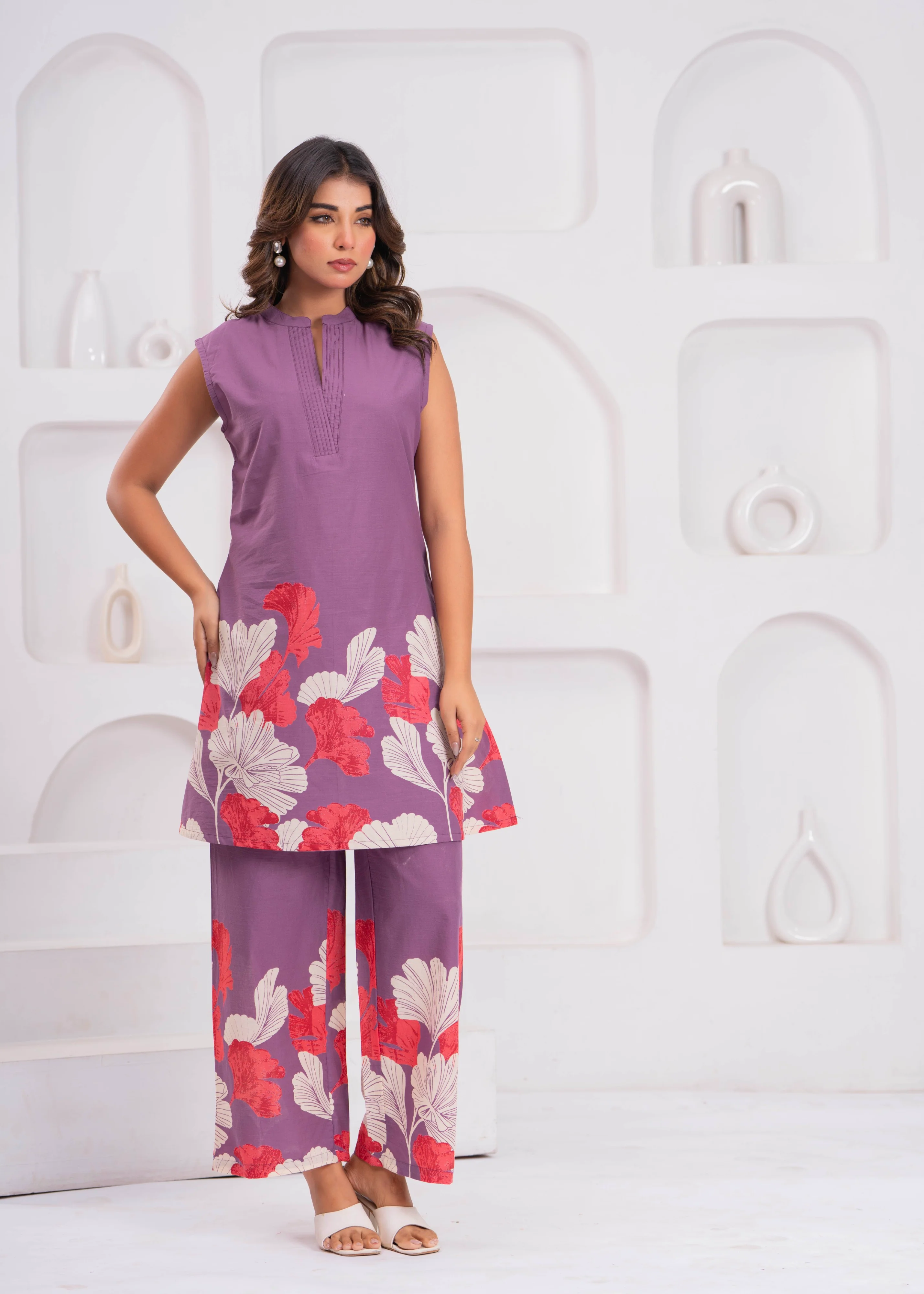 Maurya Garnet Printed Cotton Co-ord Set - Image 7
