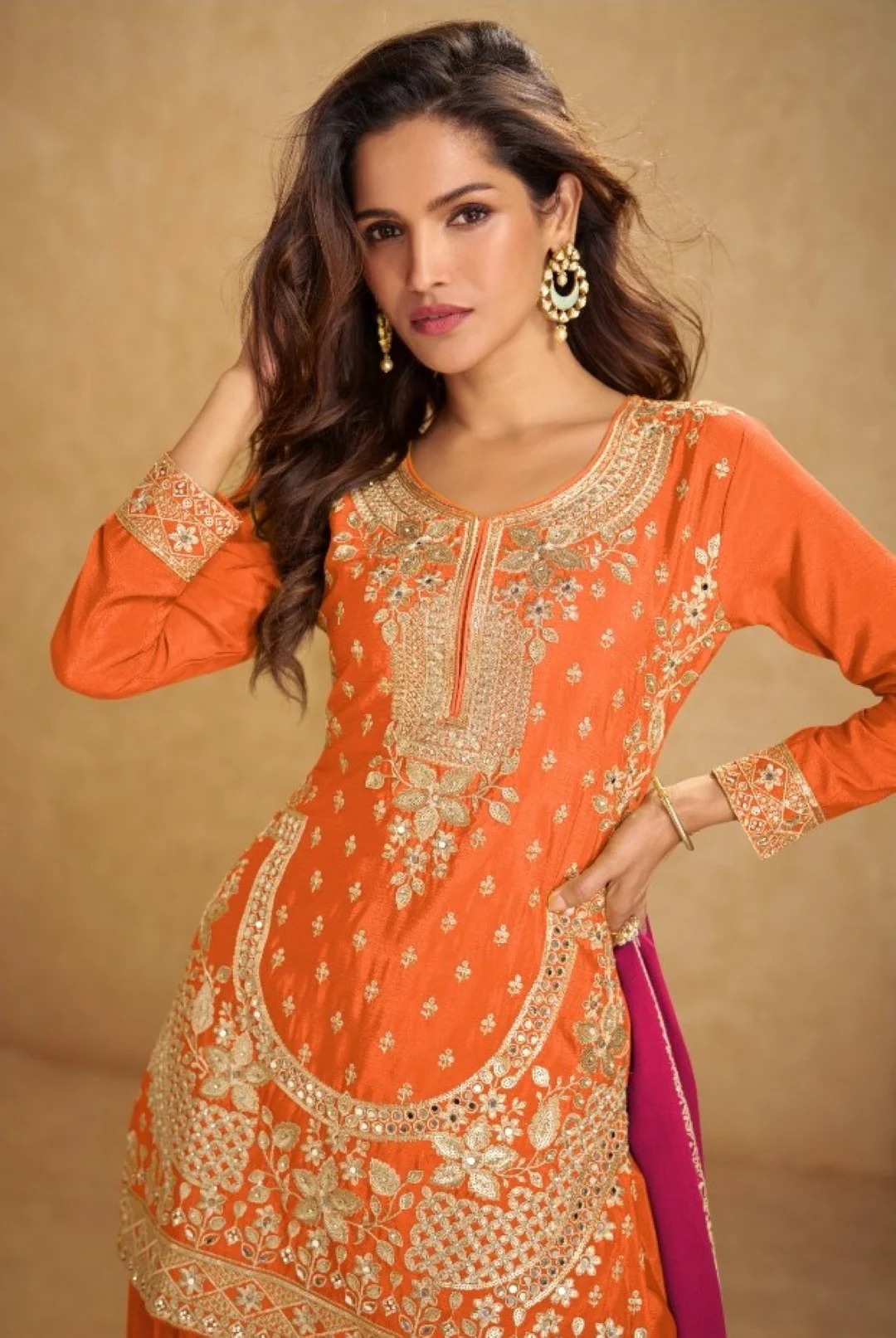 Imli Tangerine Full Work Premium Suit set - Image 2