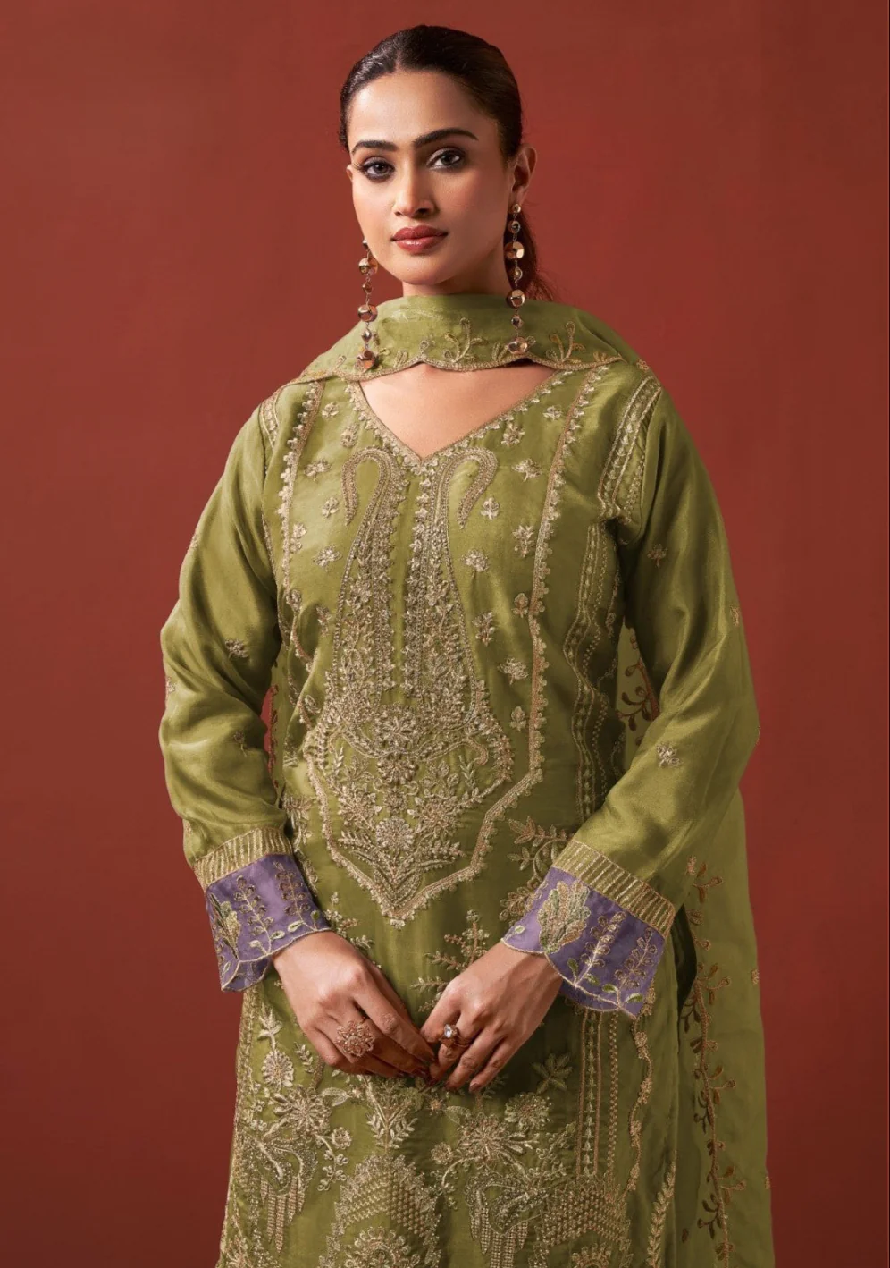 Shamsad forest Full Work lawn suit set - Image 2