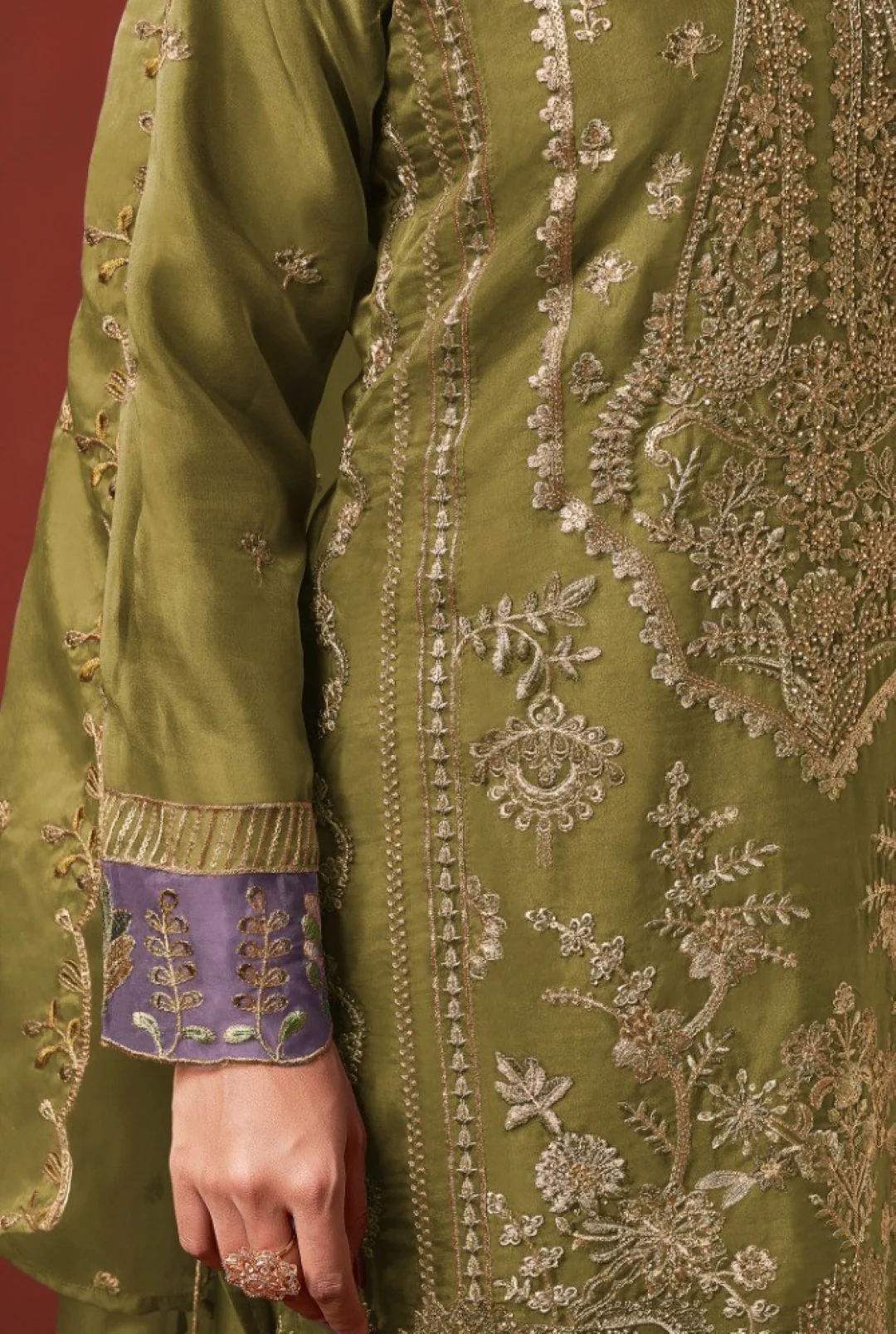 Shamsad forest Full Work lawn suit set - Image 4