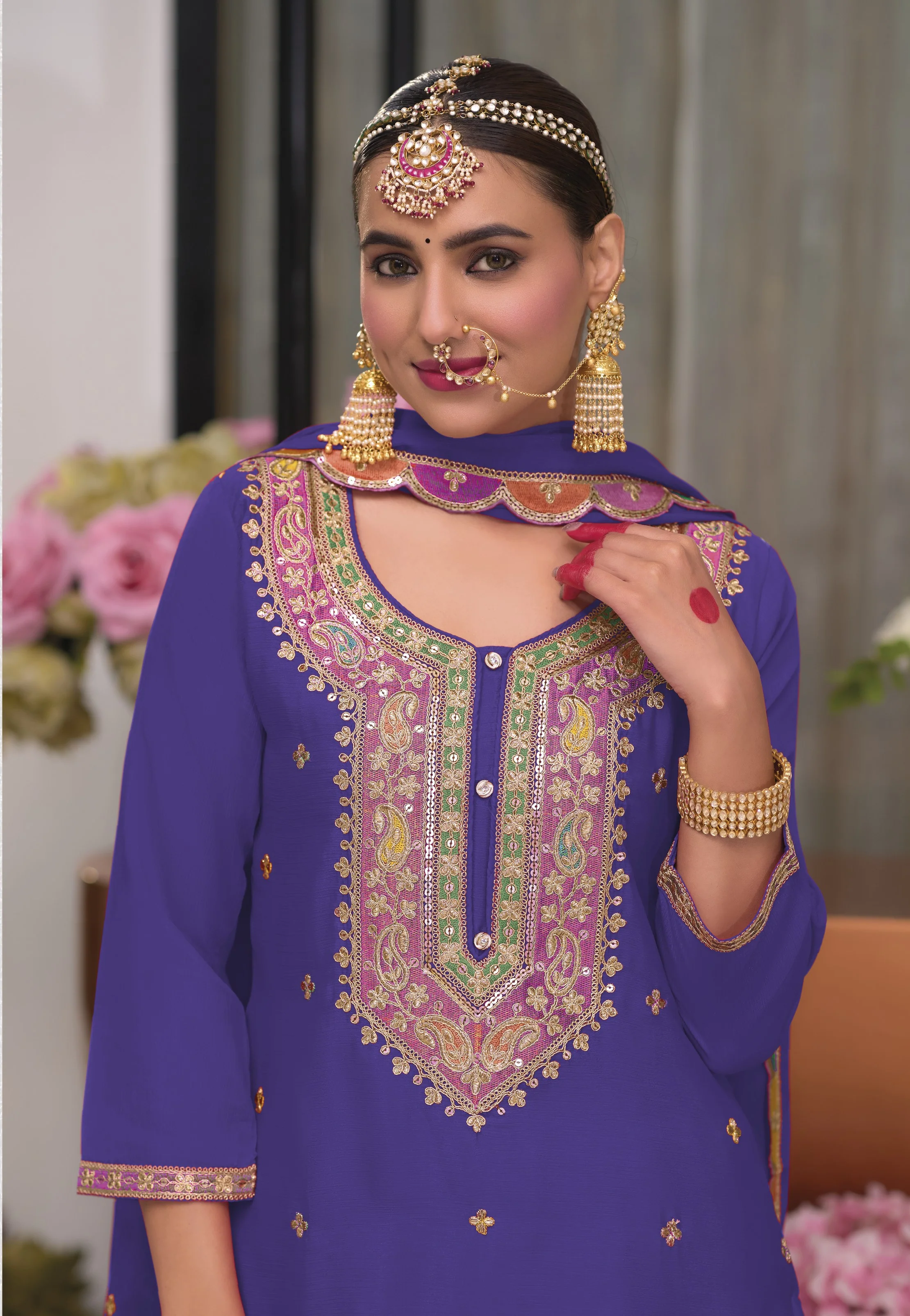Uzma Orchid Full work heavy gharara set - Image 2