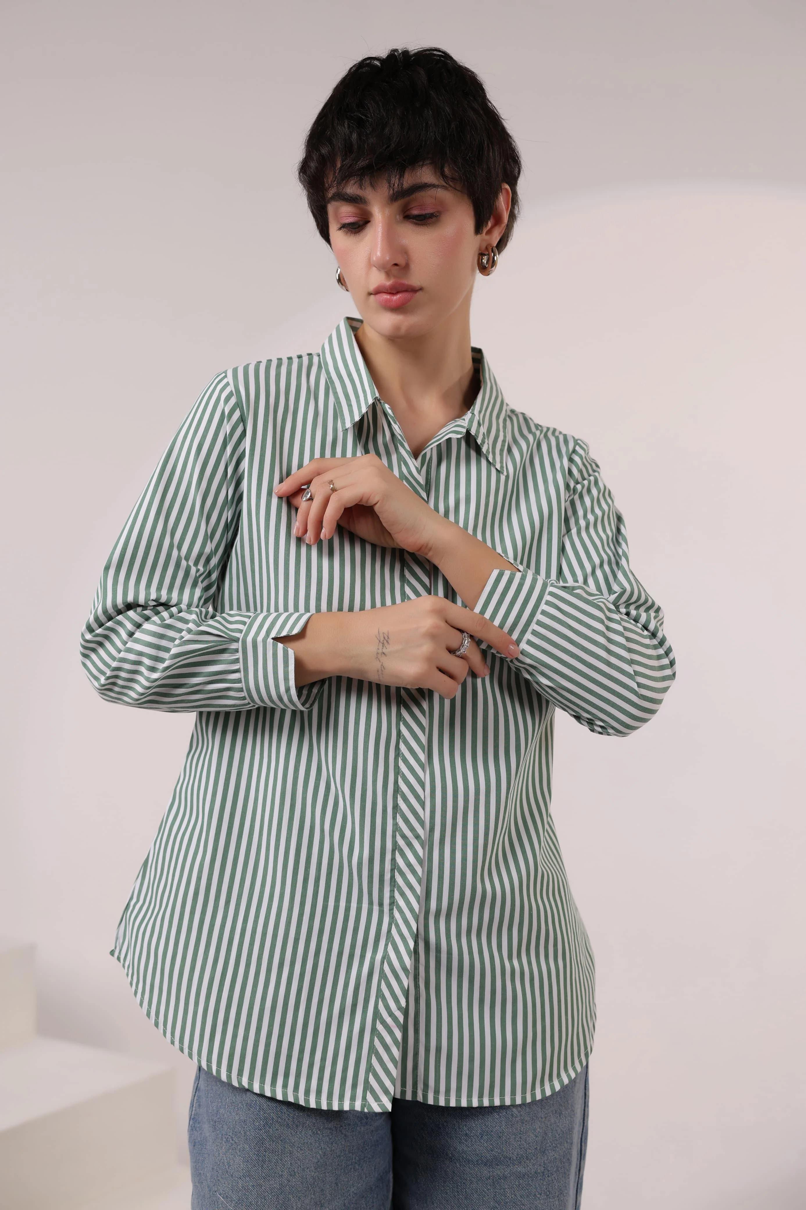 Kara Tiffany Stripes Cotton Shirt - Image 10