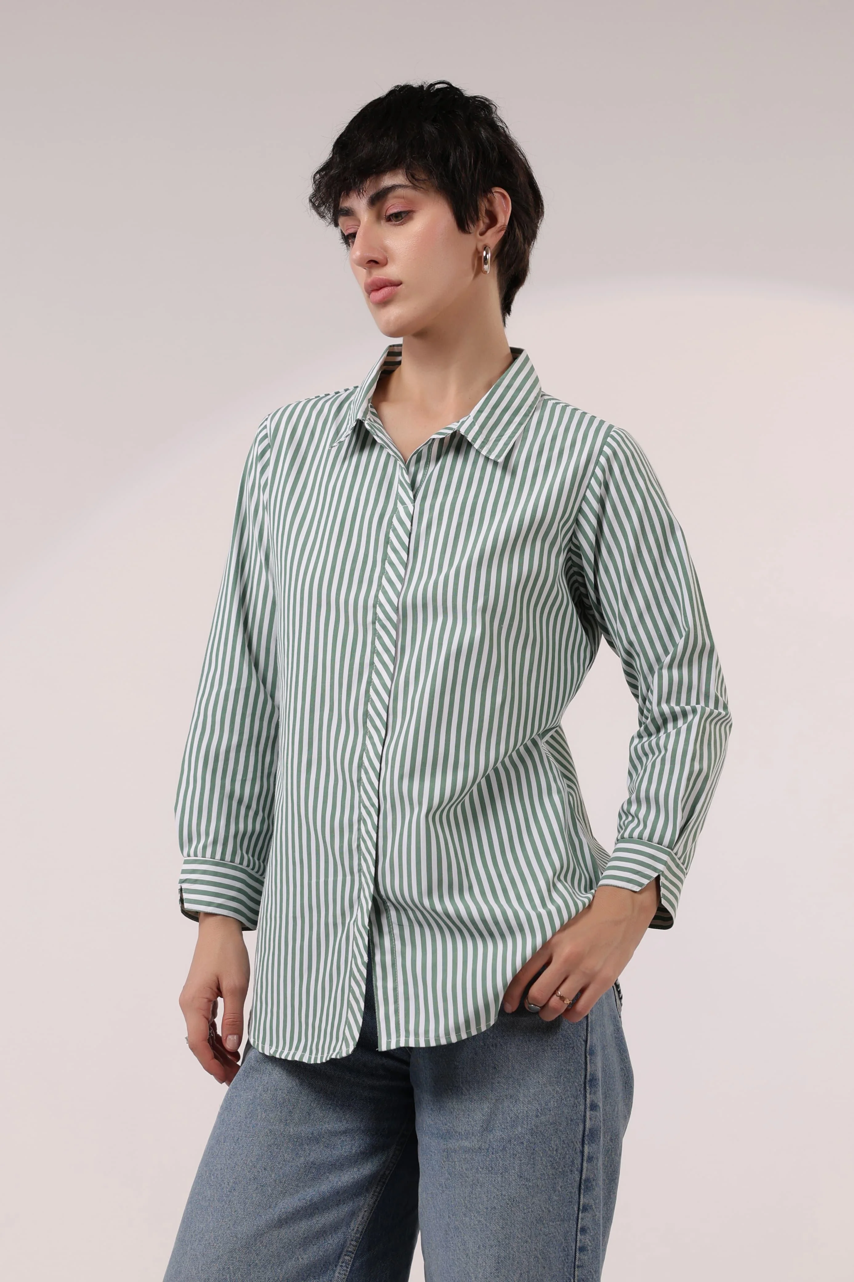 Kara Tiffany Stripes Cotton Shirt - Image 2