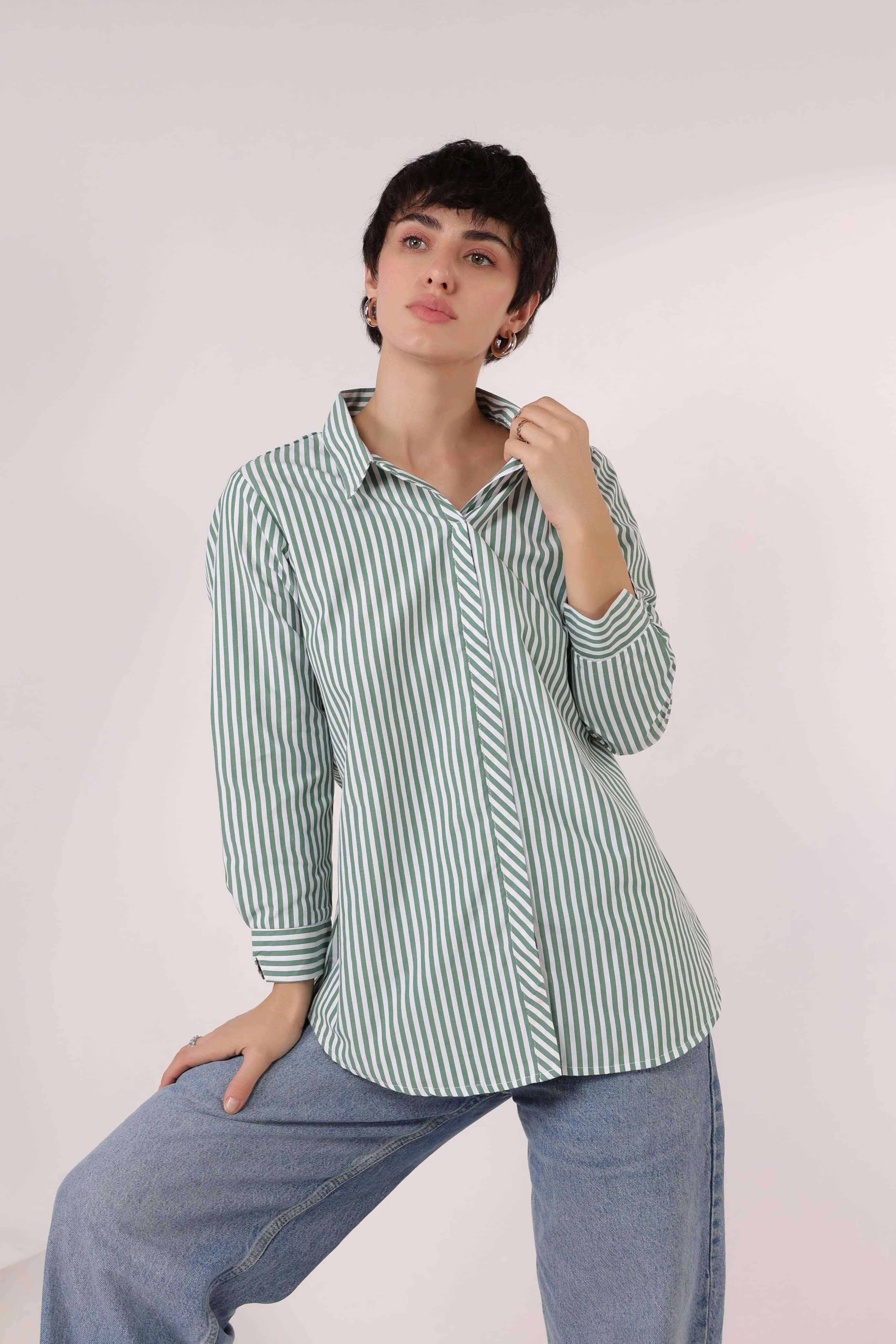 Kara Tiffany Stripes Cotton Shirt - Image 3