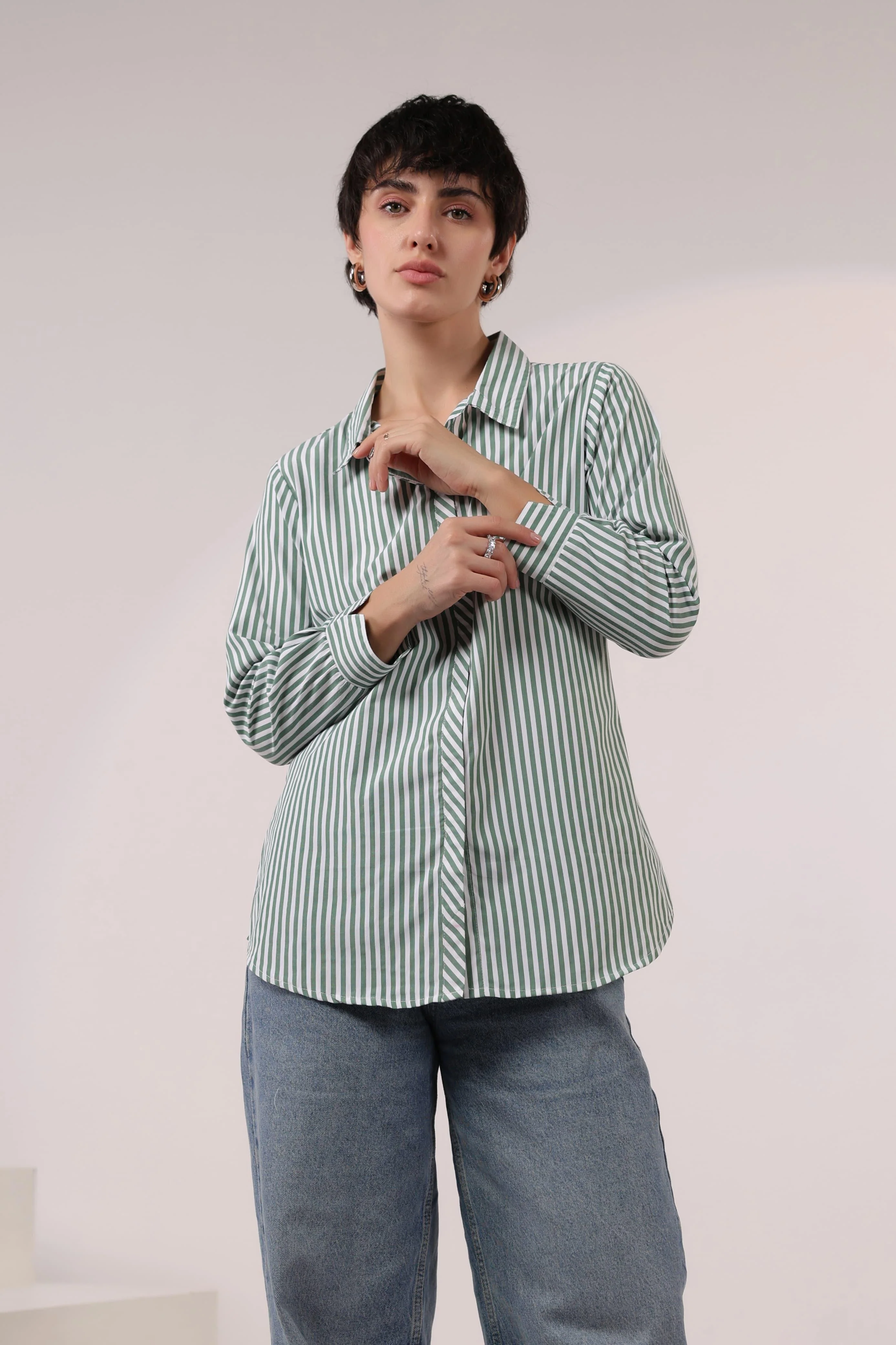 Kara Tiffany Stripes Cotton Shirt - Image 5