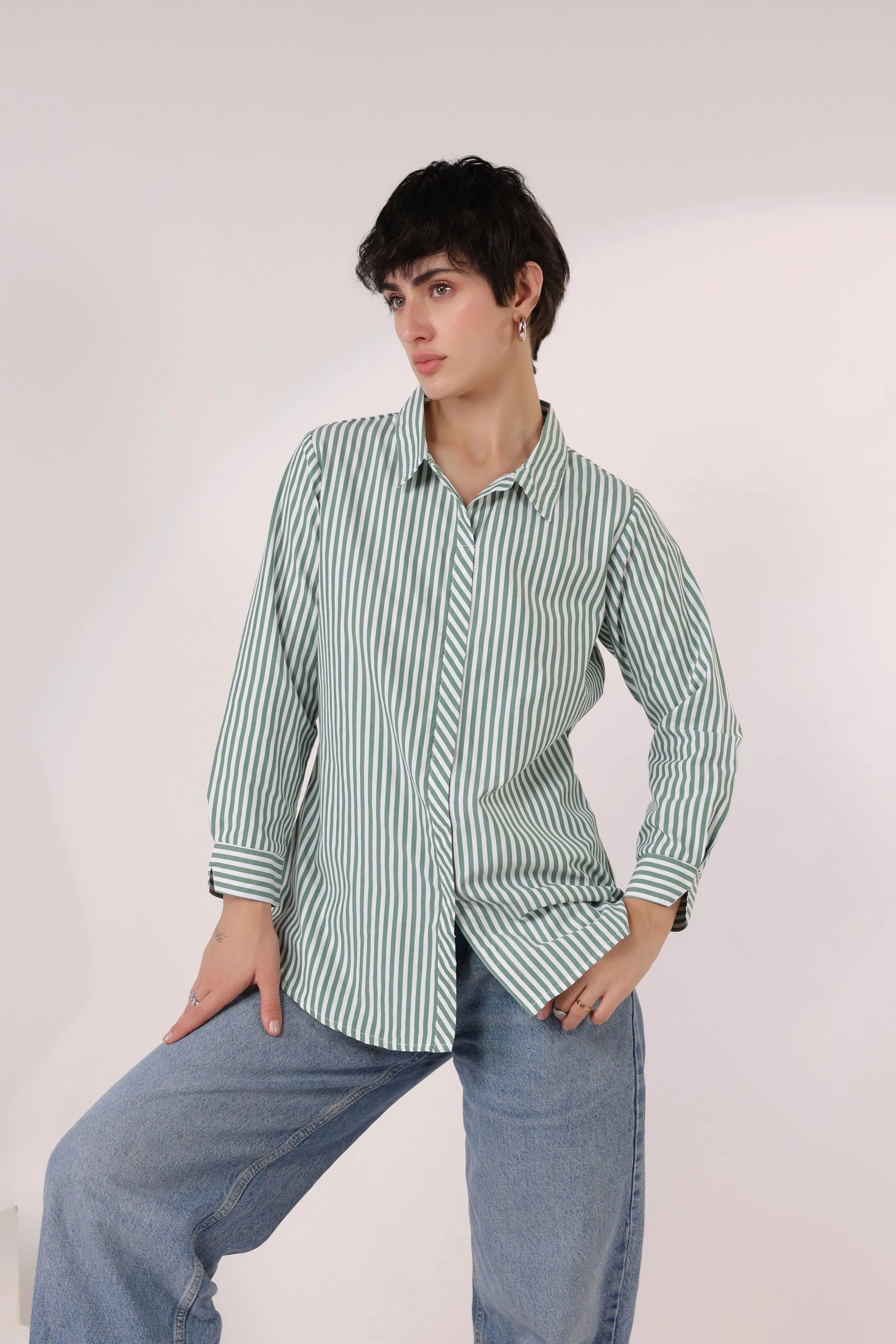 Kara Tiffany Stripes Cotton Shirt - Image 6