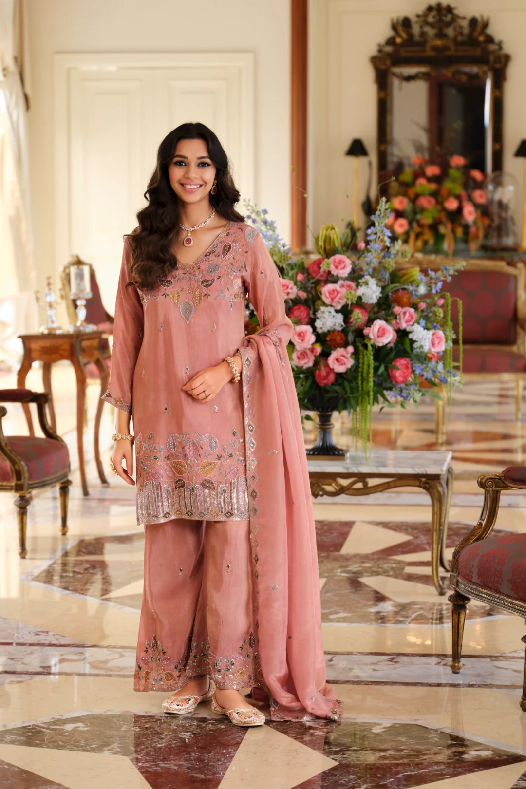Areesa salmon full work suit set - Image 4