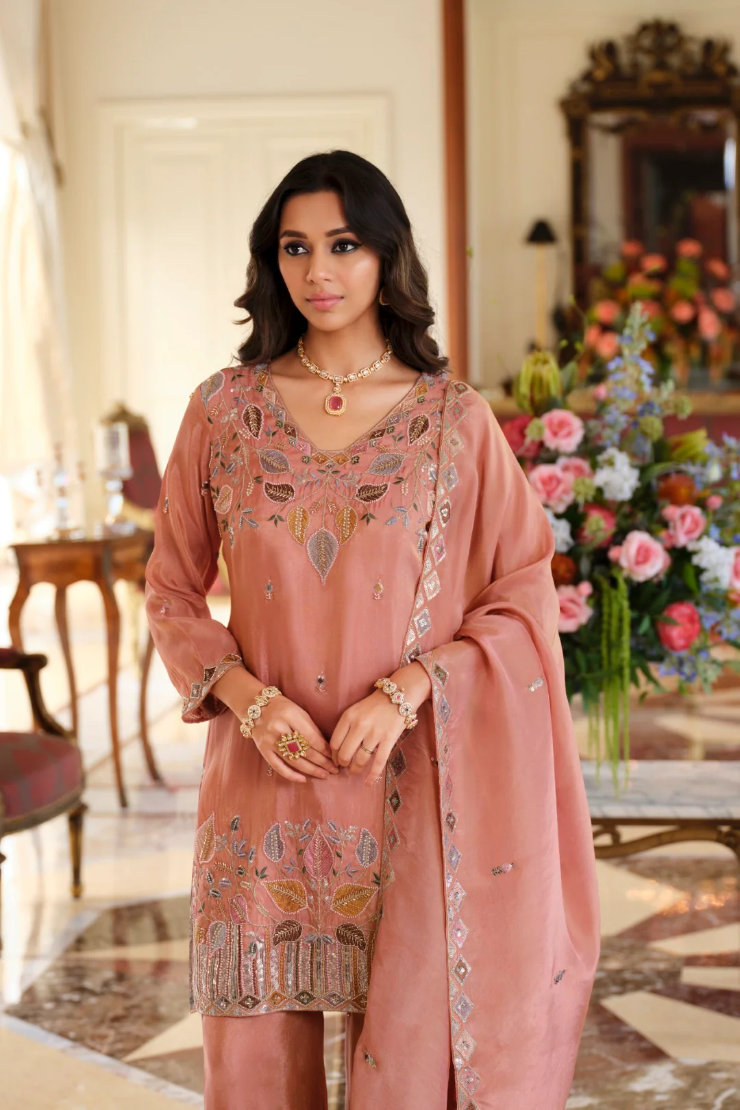 Areesa salmon full work suit set - Image 5