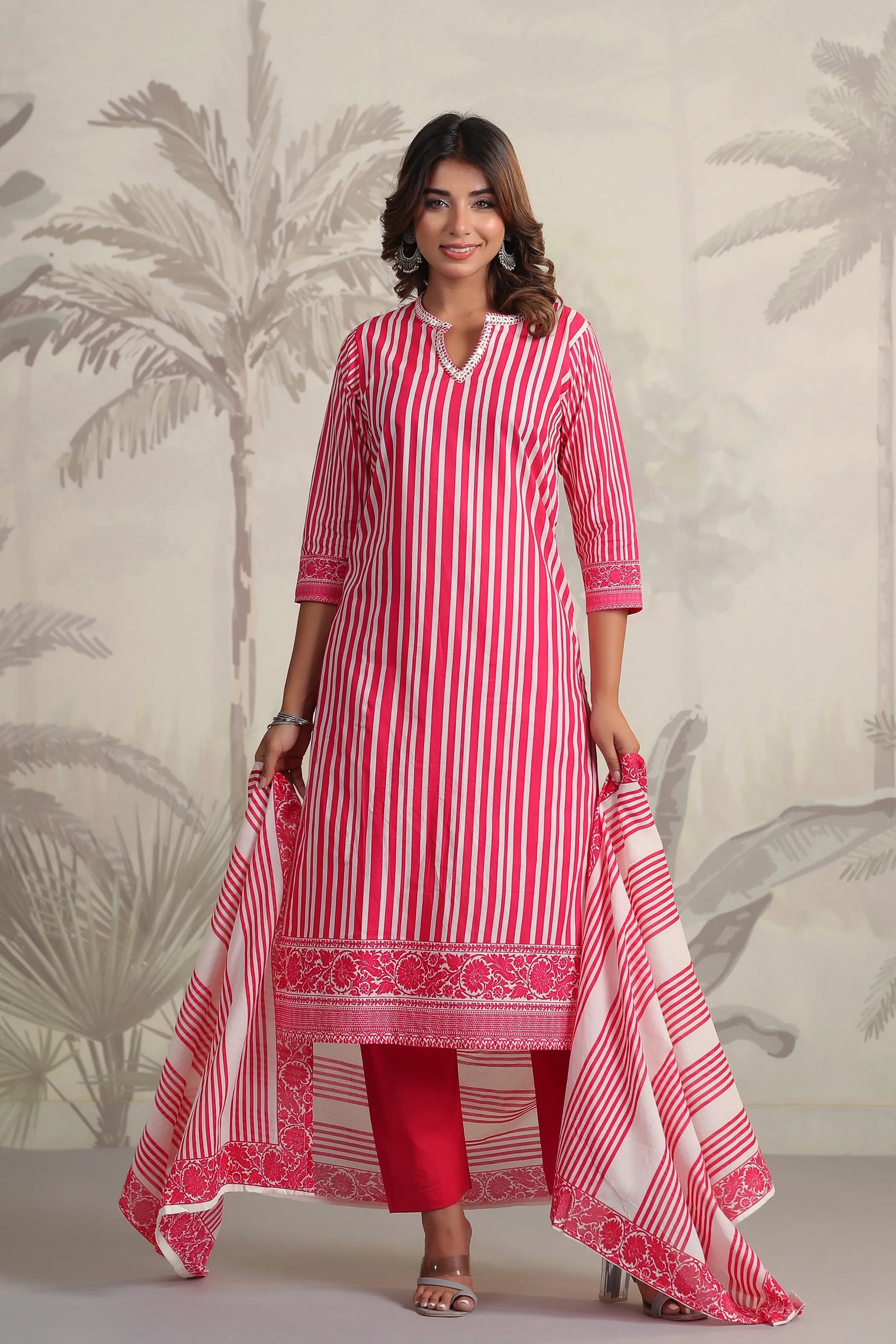 Yachi Crimson Cotton Suit Set - Image 7