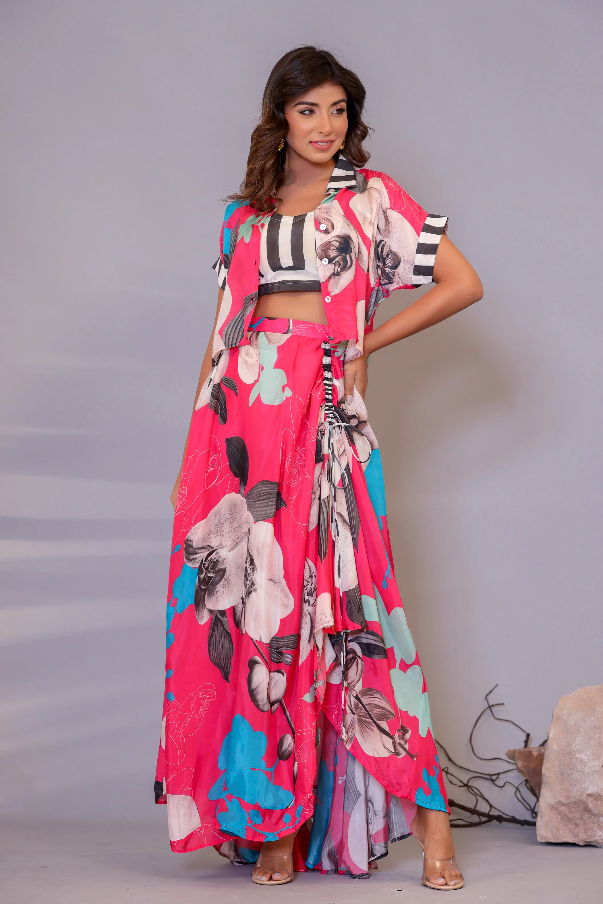 Bianca Candy Muslin Designer Drape Co-ord Set - Image 4