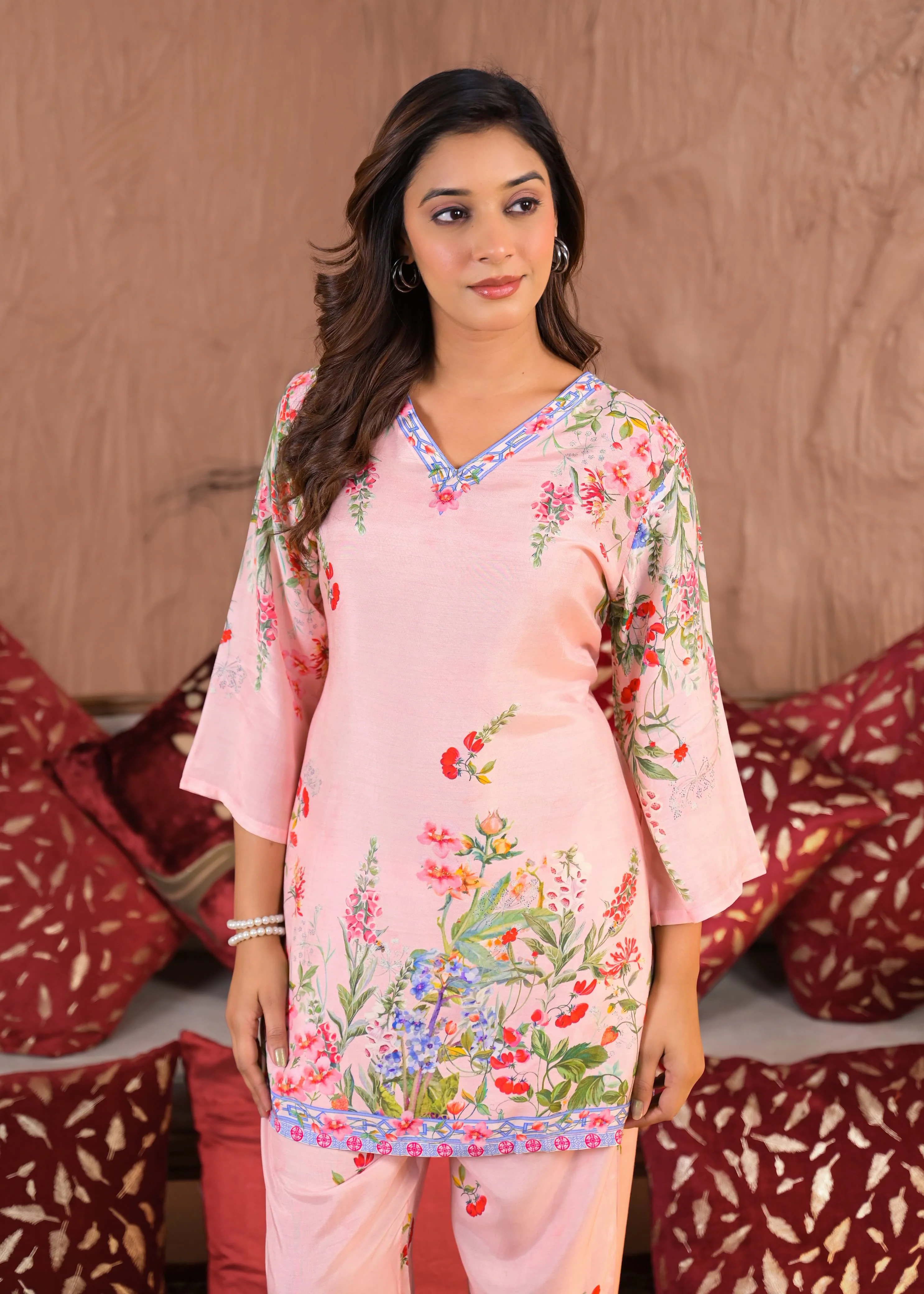 RAAGVI PEACH muslin PRINTED KURTA PANT SET - Image 2