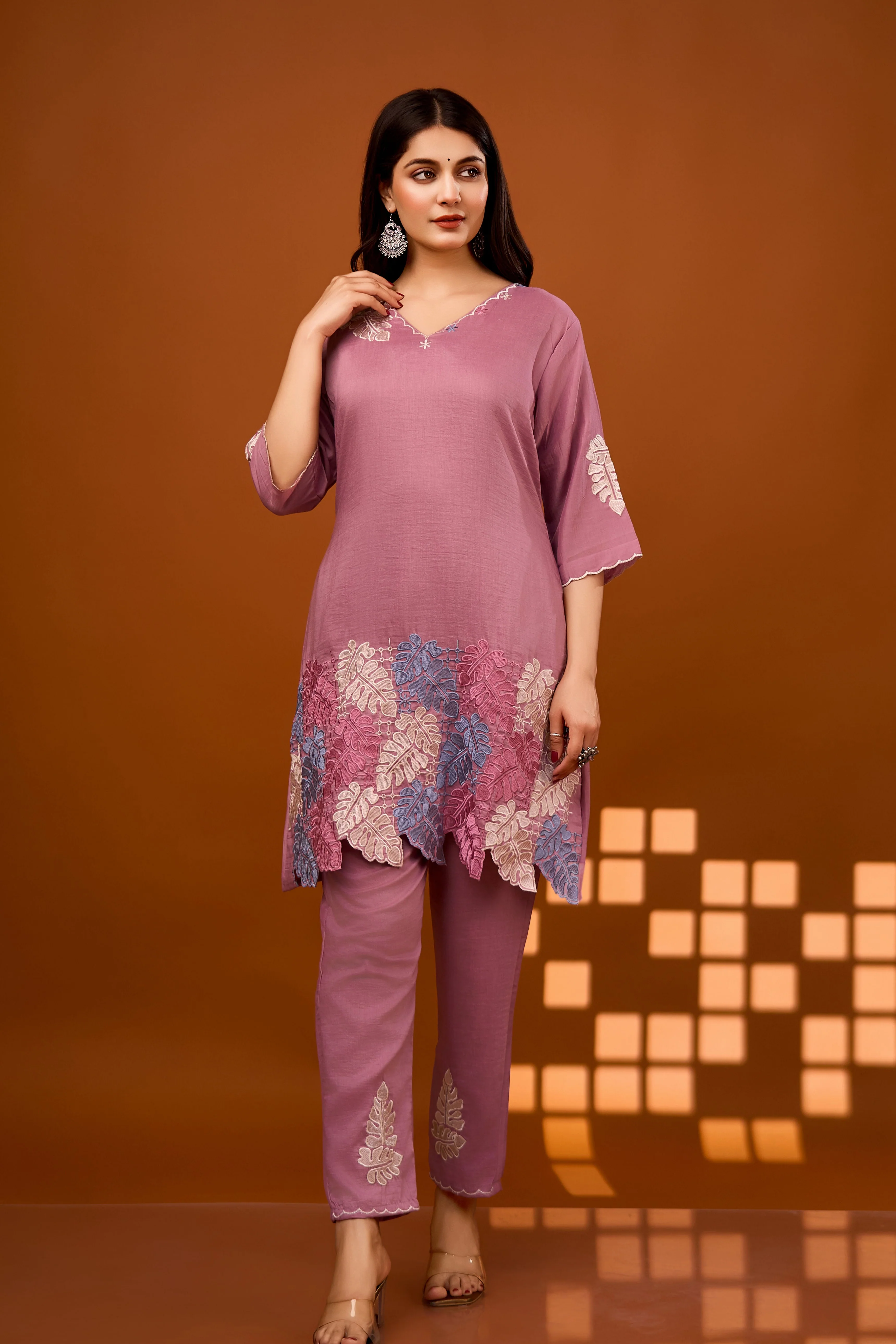 Nivedita Lilac Embrodiered Co-ord Set - Image 4