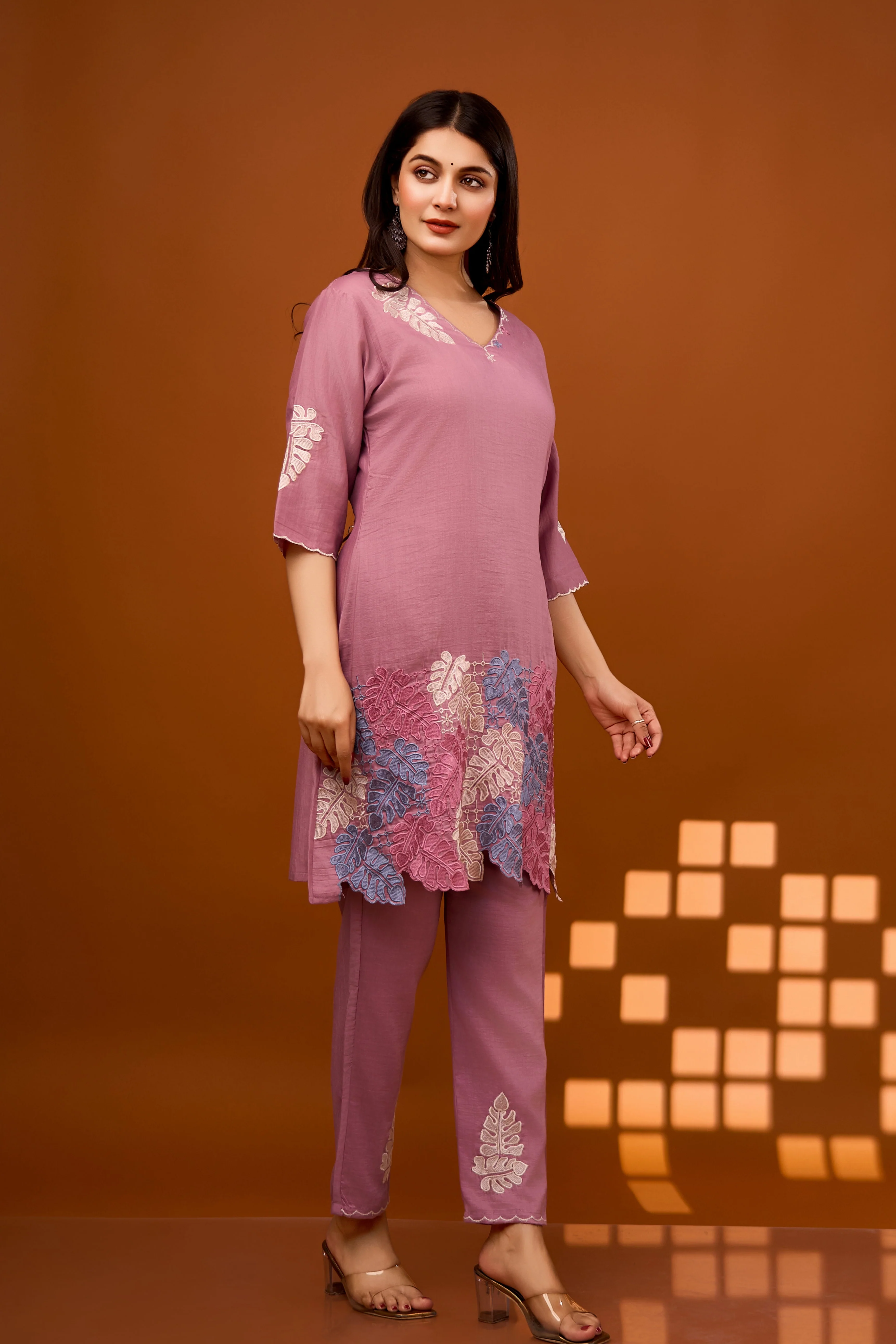 Nivedita Lilac Embrodiered Co-ord Set - Image 6