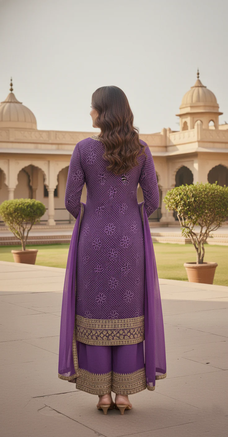 Zarkash Orchid Full Work Suit Set - Image 4