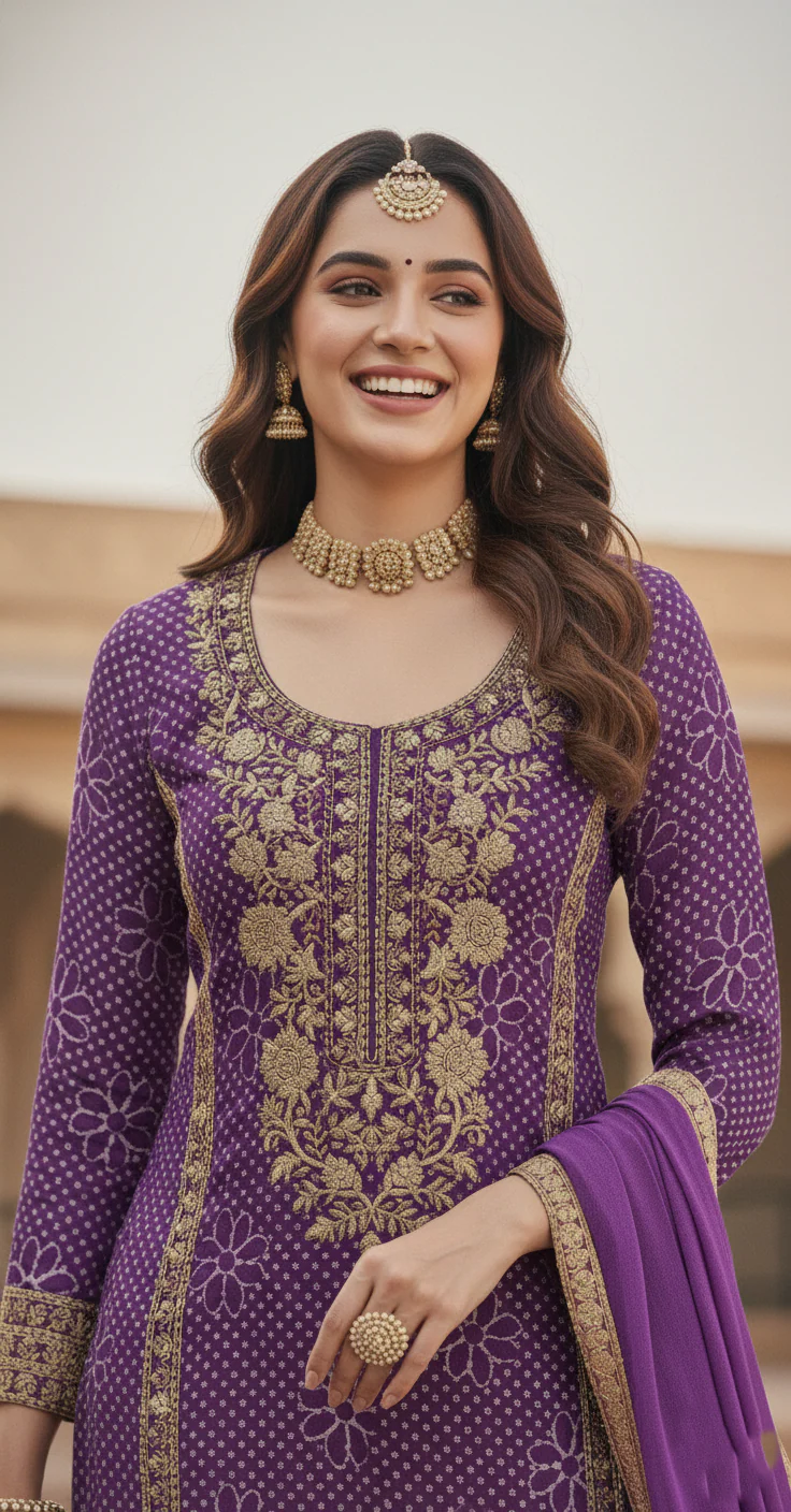 Zarkash Orchid Full Work Suit Set - Image 6