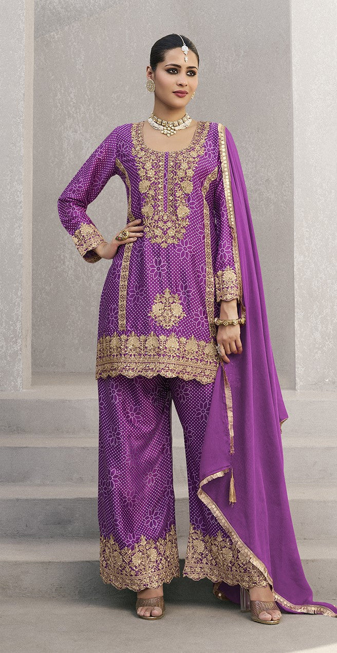 Zarkash Orchid Full Work Suit Set - Image 7