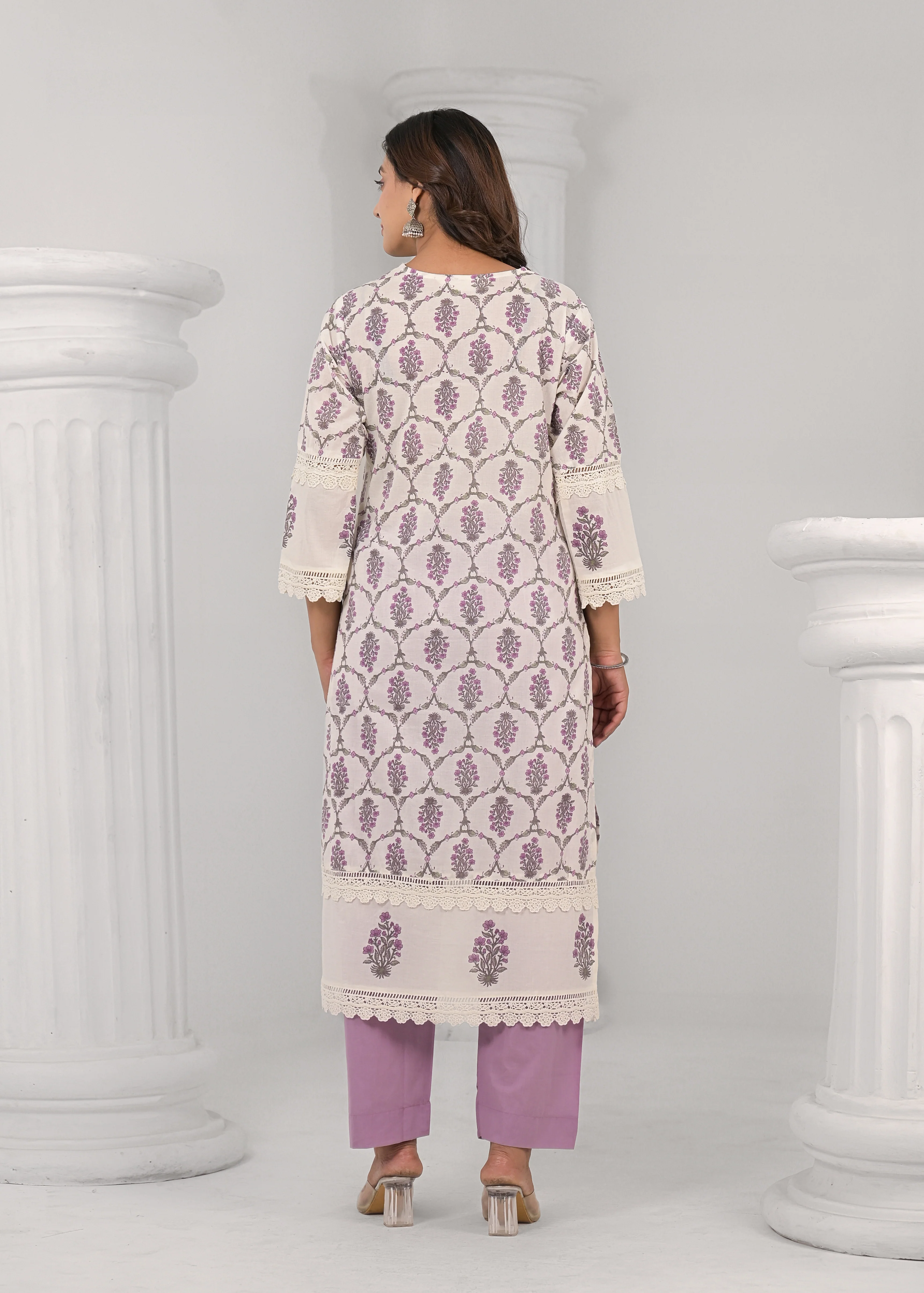 SAYESHA ORCHID PRINTED COTTON SUIT SET - Image 3