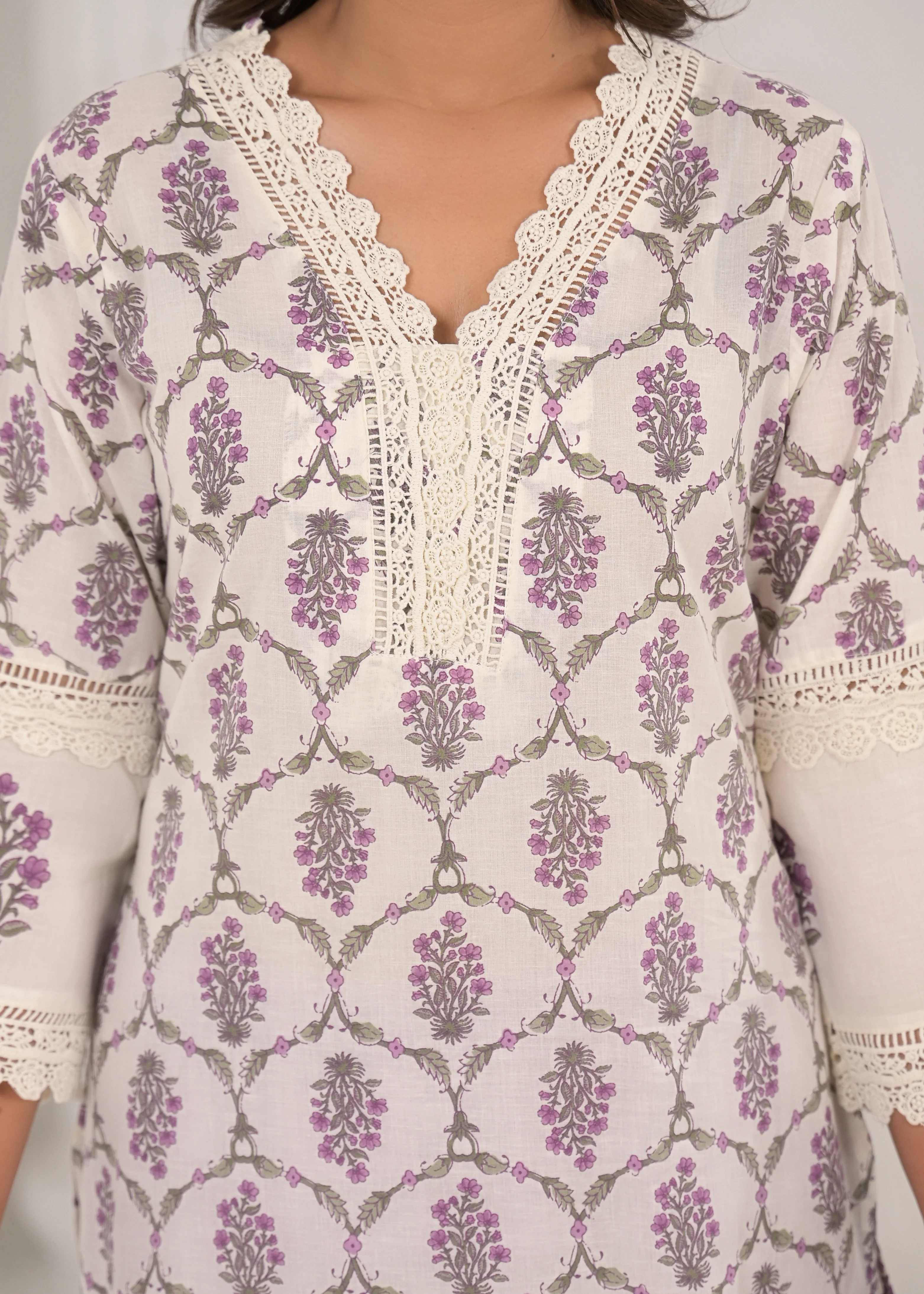 SAYESHA ORCHID PRINTED COTTON SUIT SET - Image 4