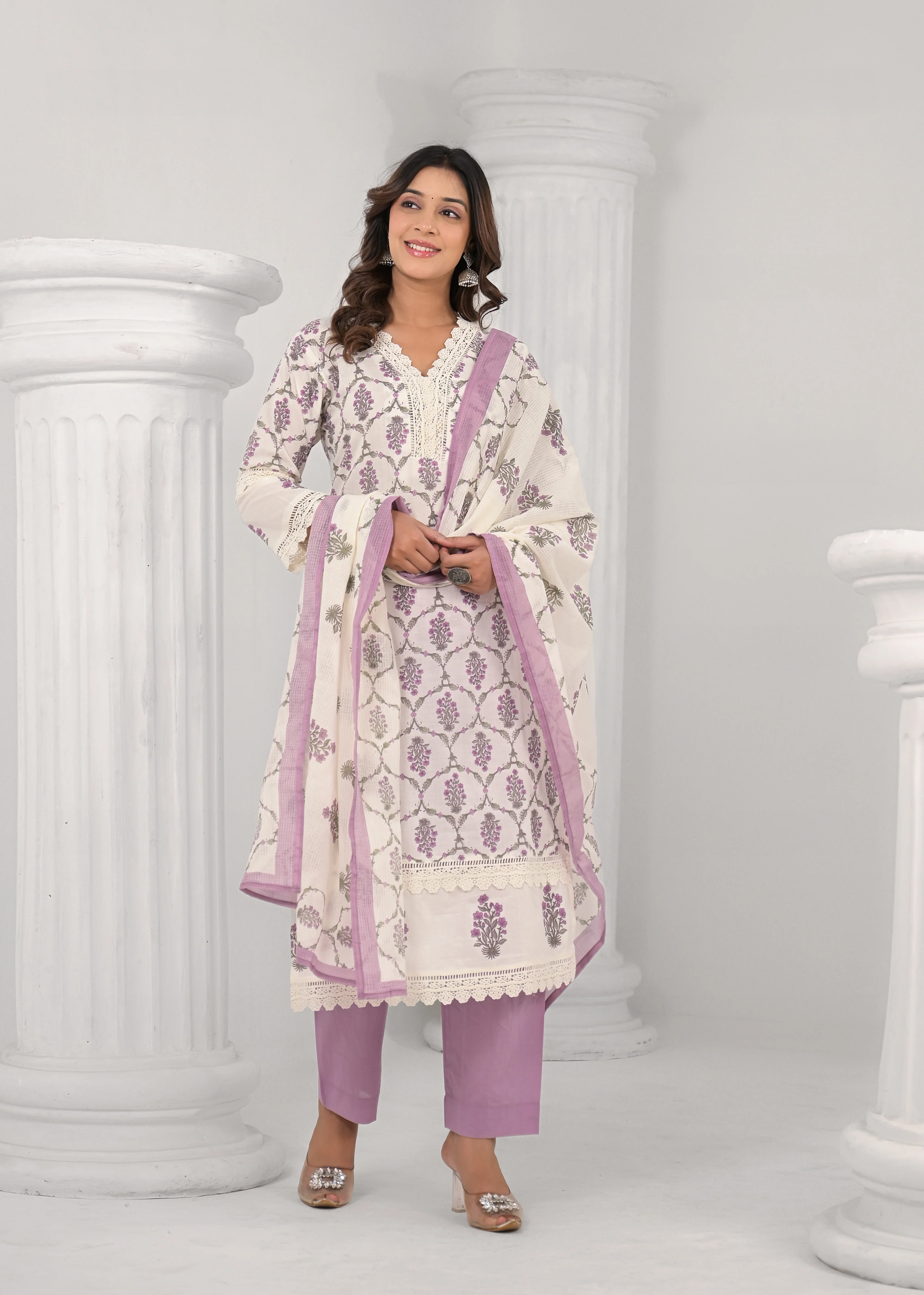 SAYESHA ORCHID PRINTED COTTON SUIT SET - Image 7