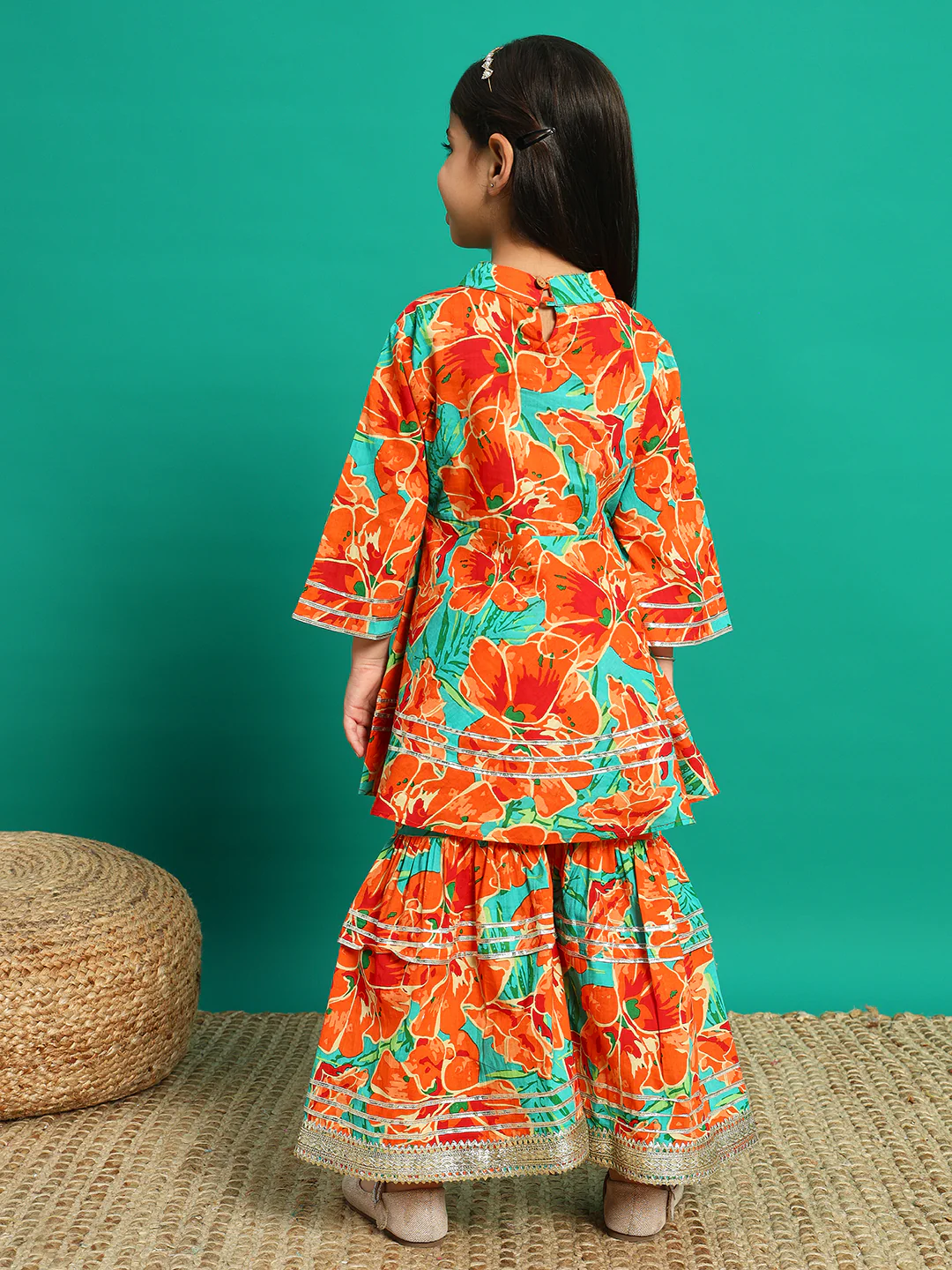 Indra Kesari Kids Pure cotton Kurta Sharara Set - Image 3
