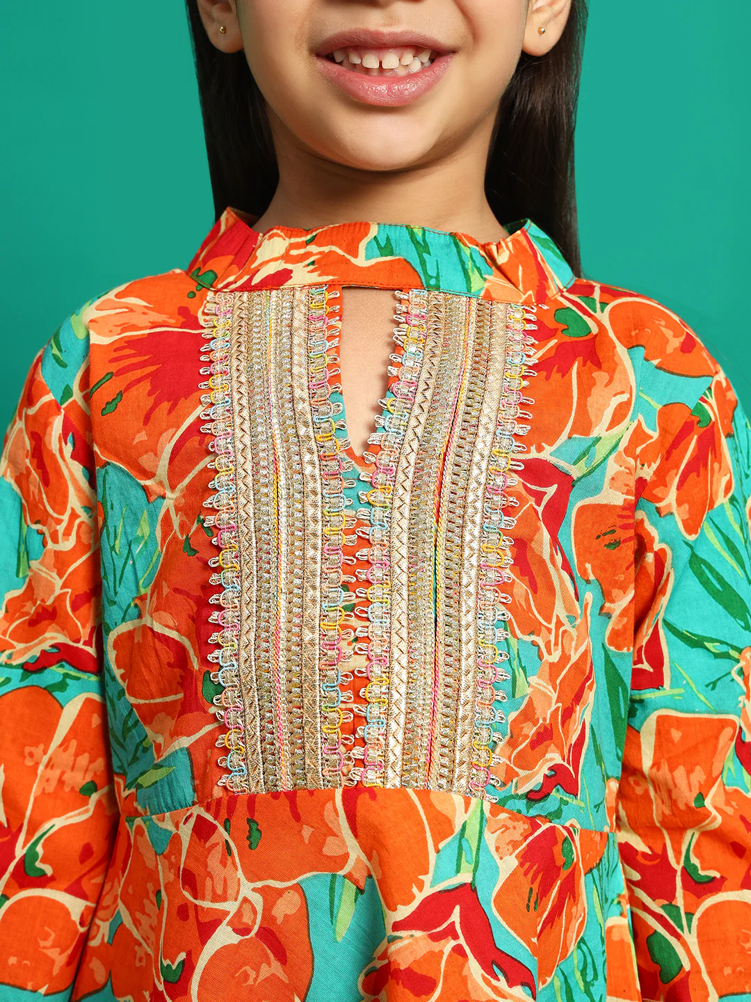 Indra Kesari Kids Pure cotton Kurta Sharara Set - Image 4