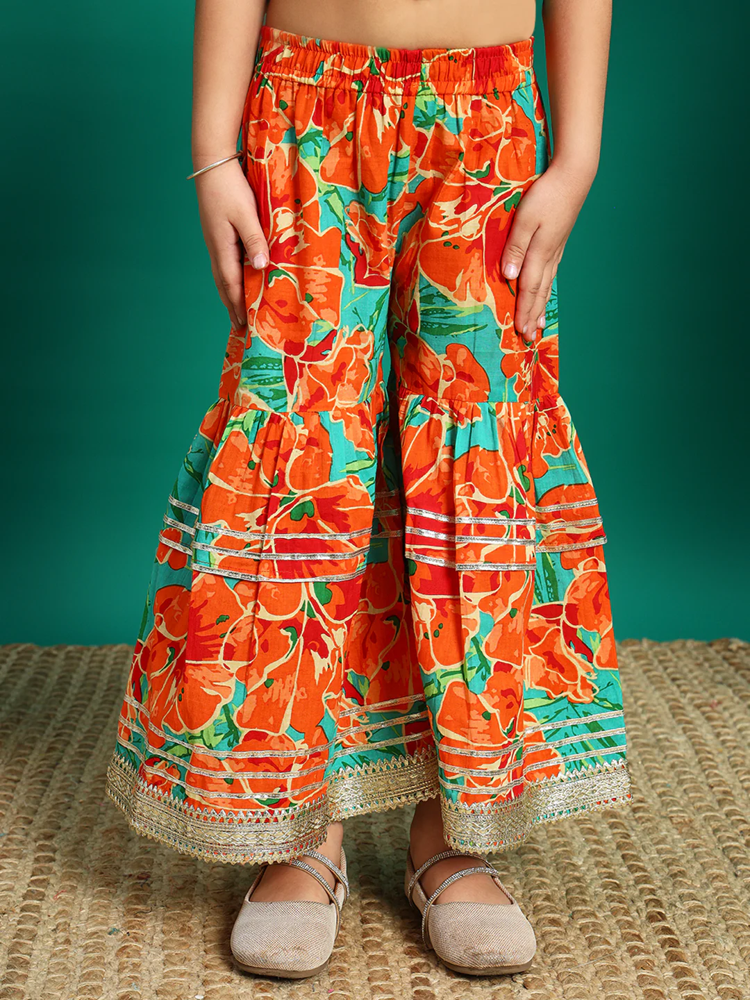 Indra Kesari Kids Pure cotton Kurta Sharara Set - Image 7