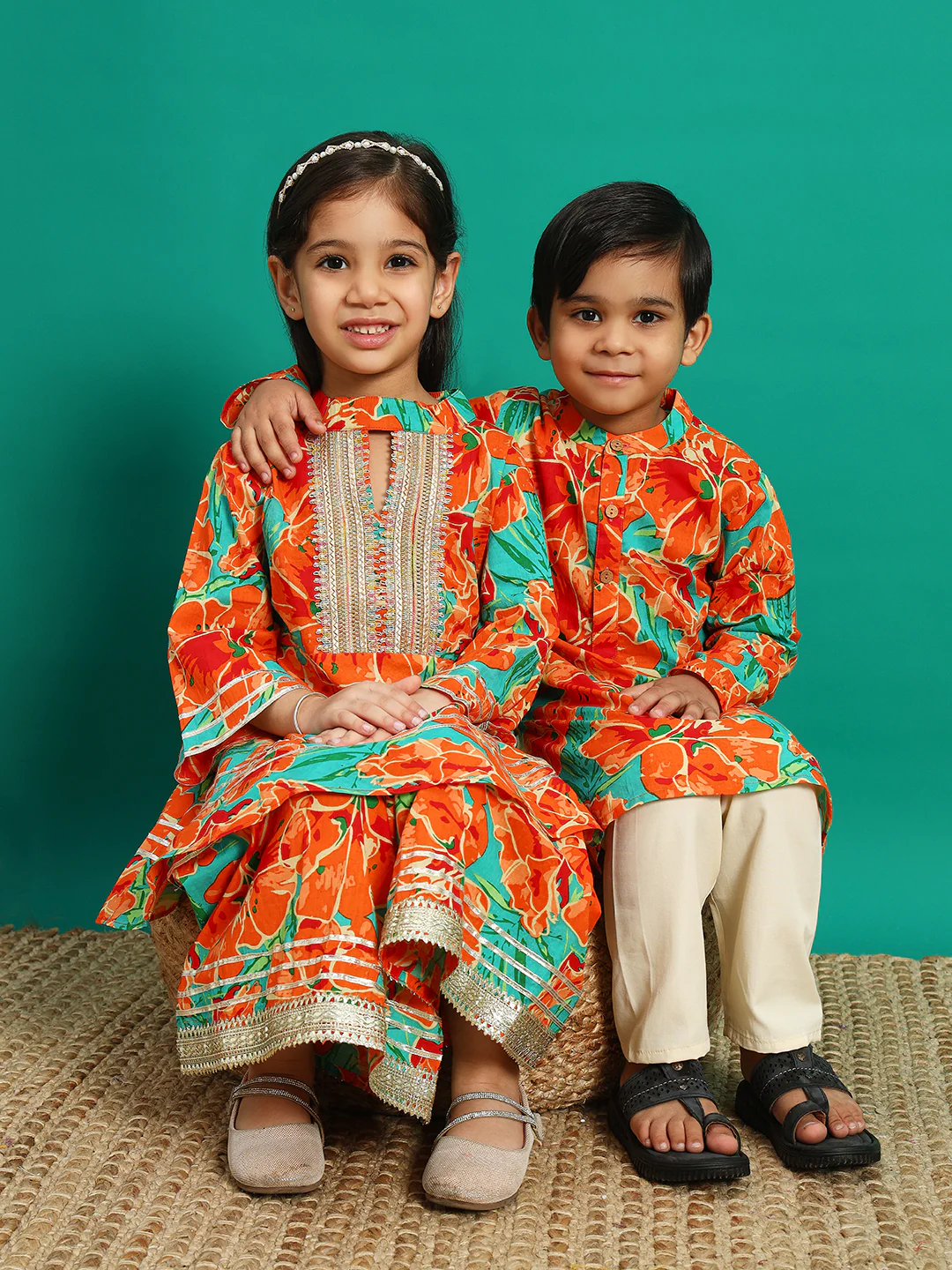 Indra Kesari Kids Pure cotton Kurta Sharara Set - Image 8