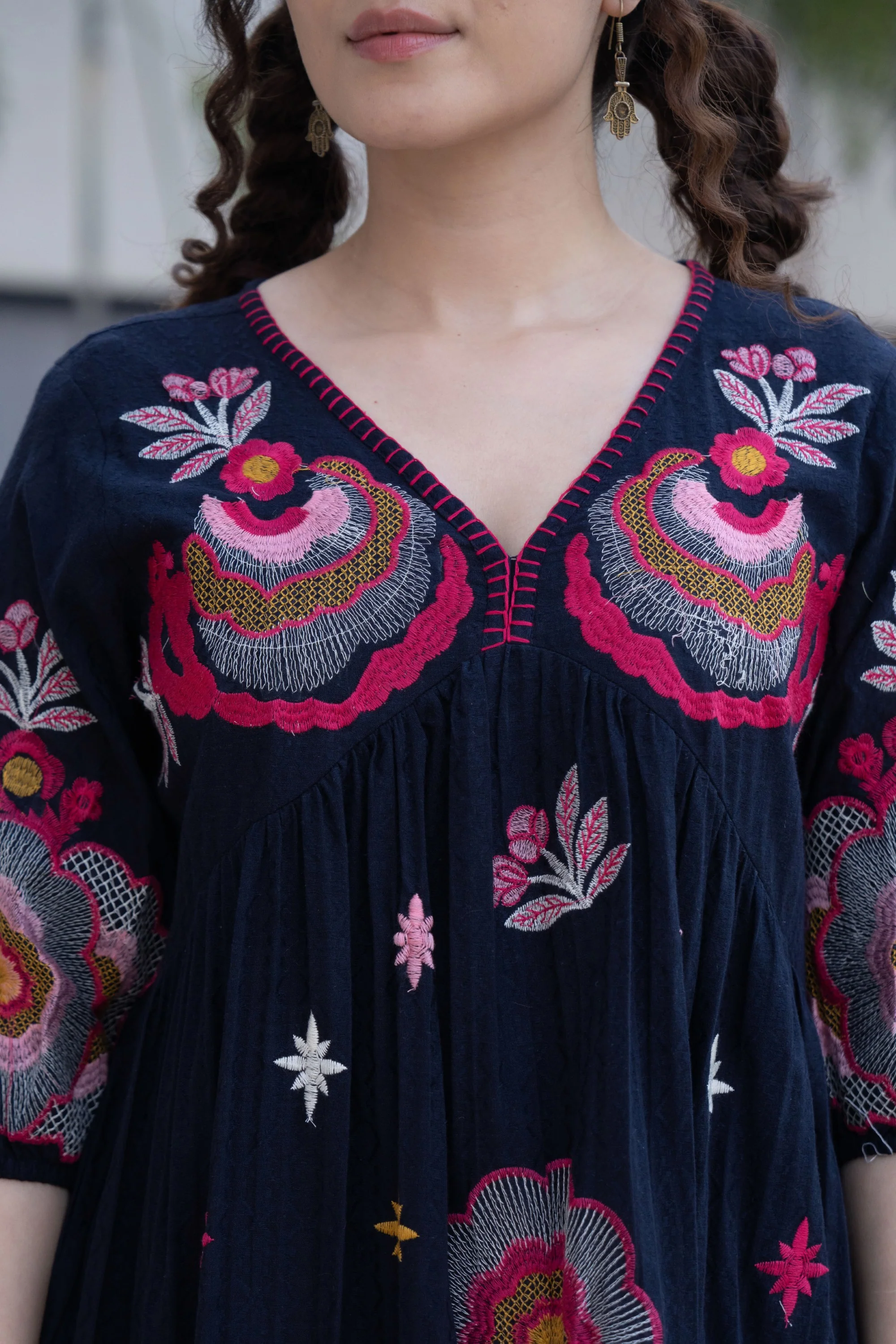 Hemal Azure Cotton Embroidery Dress - Image 5