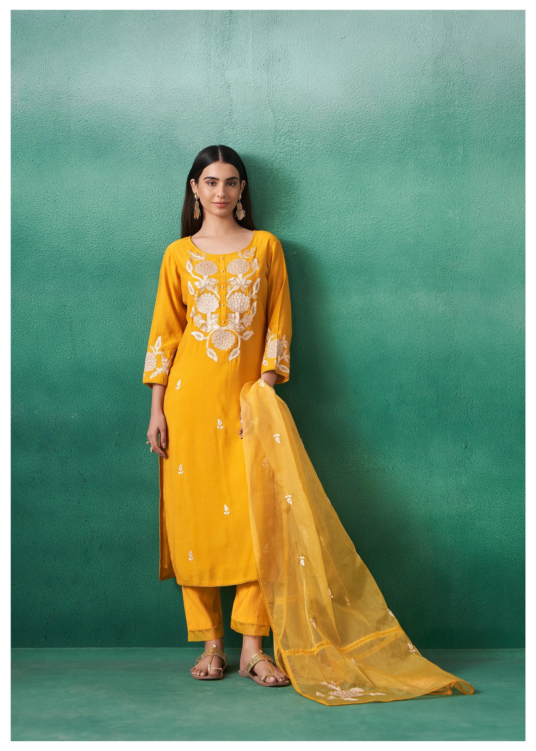 Nadira honey embroided Lawn suit set - Image 3
